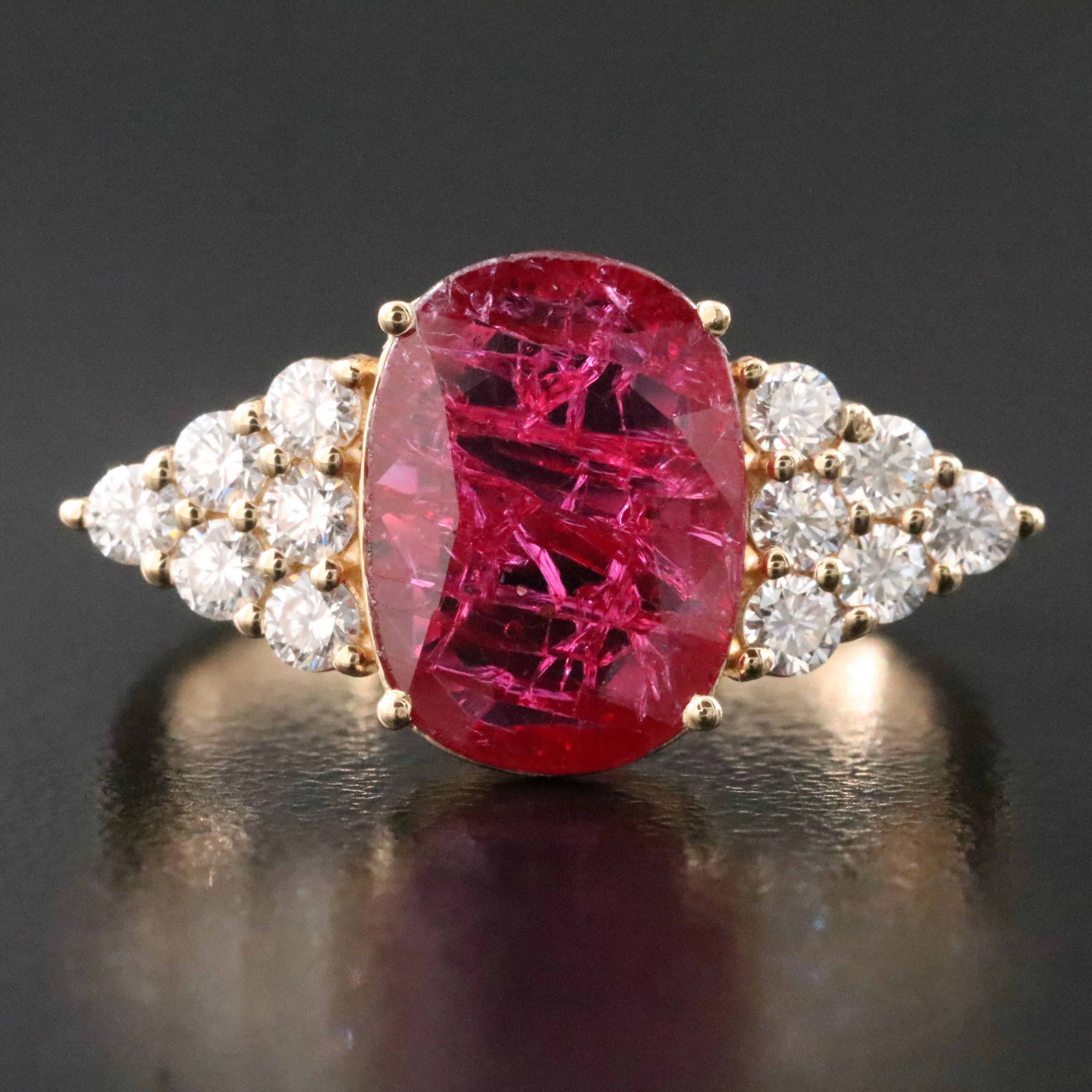 18K 2.24 CT No Heat Mozambique Ruby and Diamond Ring with GIA Report
