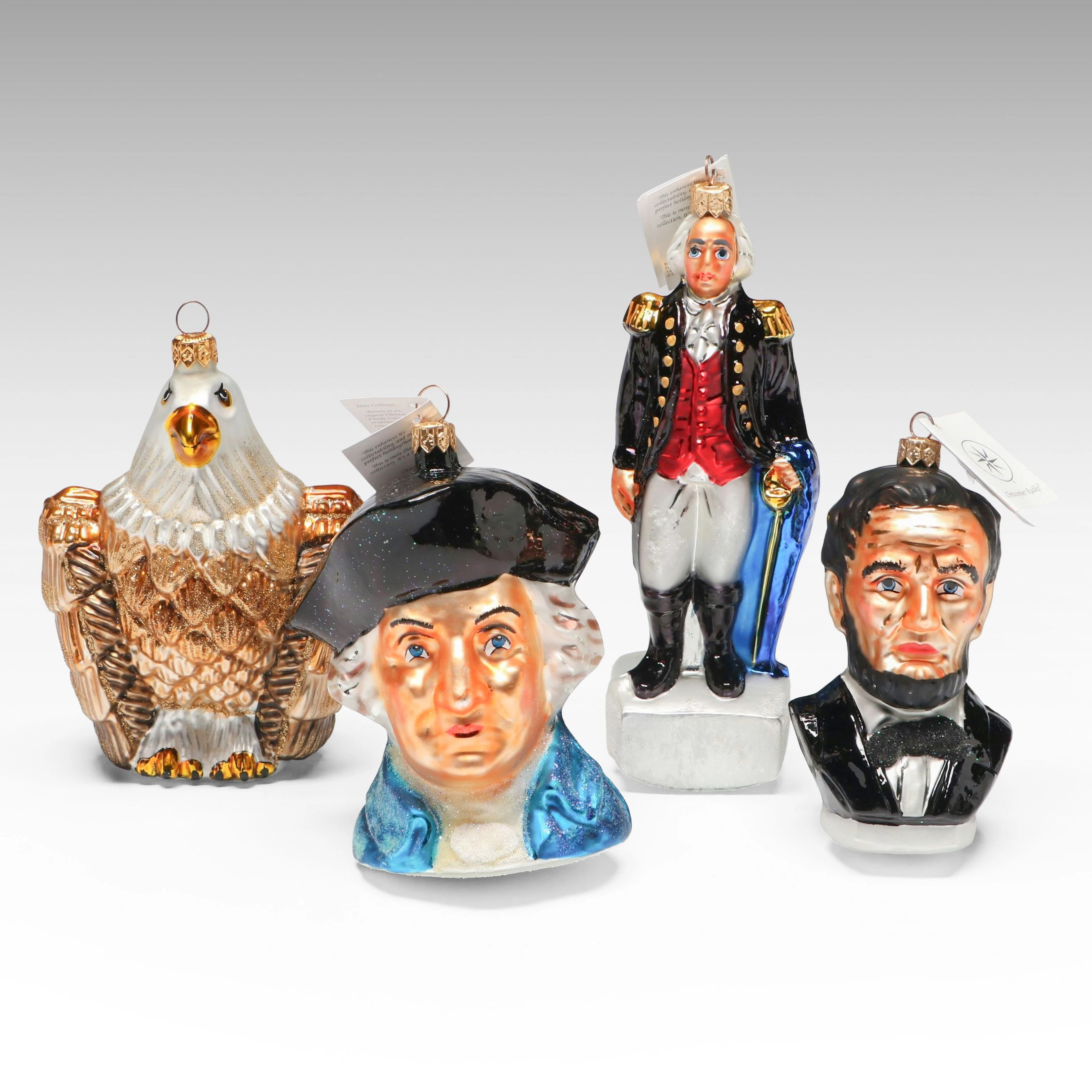 Christopher Radko George Washington, Abraham Lincoln, and More Glass Ornaments