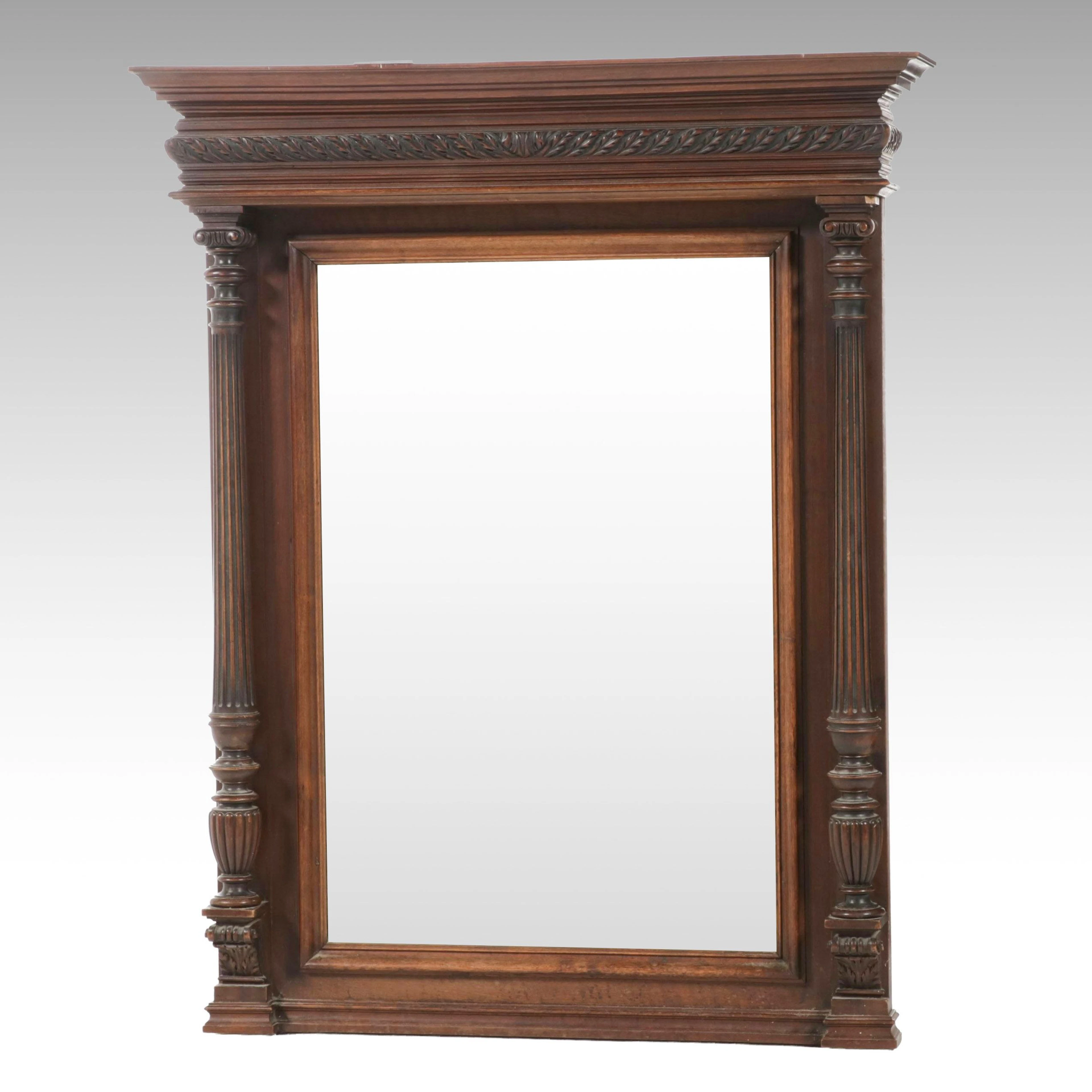 Renaissance Revival Style Wooden Overmantel Mirror, Late 19th to Early 20th C.