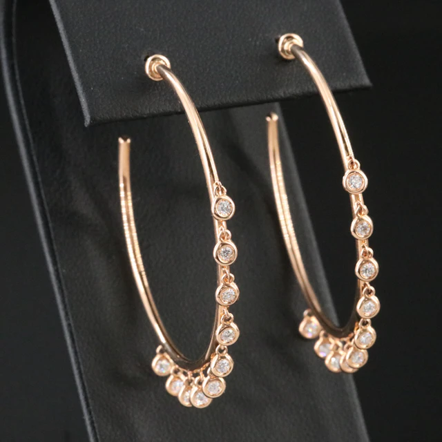 RF Jewels 18K Rose Gold 0.66 CTW Diamond Fringe Hoop Earrings