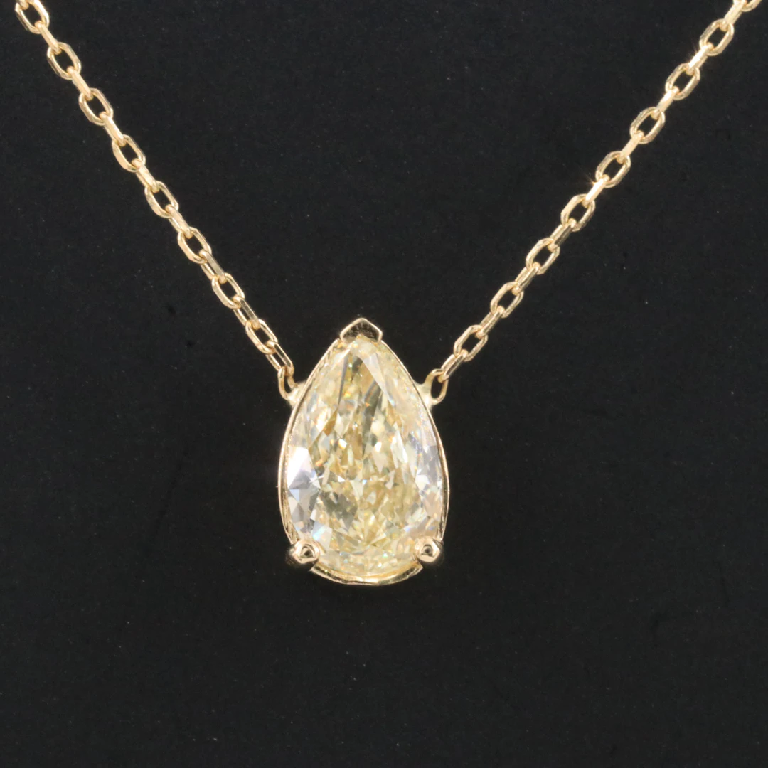 14K 1.59 CT Fancy Intense Yellow Lab Grown Diamond Necklace with IGI Report