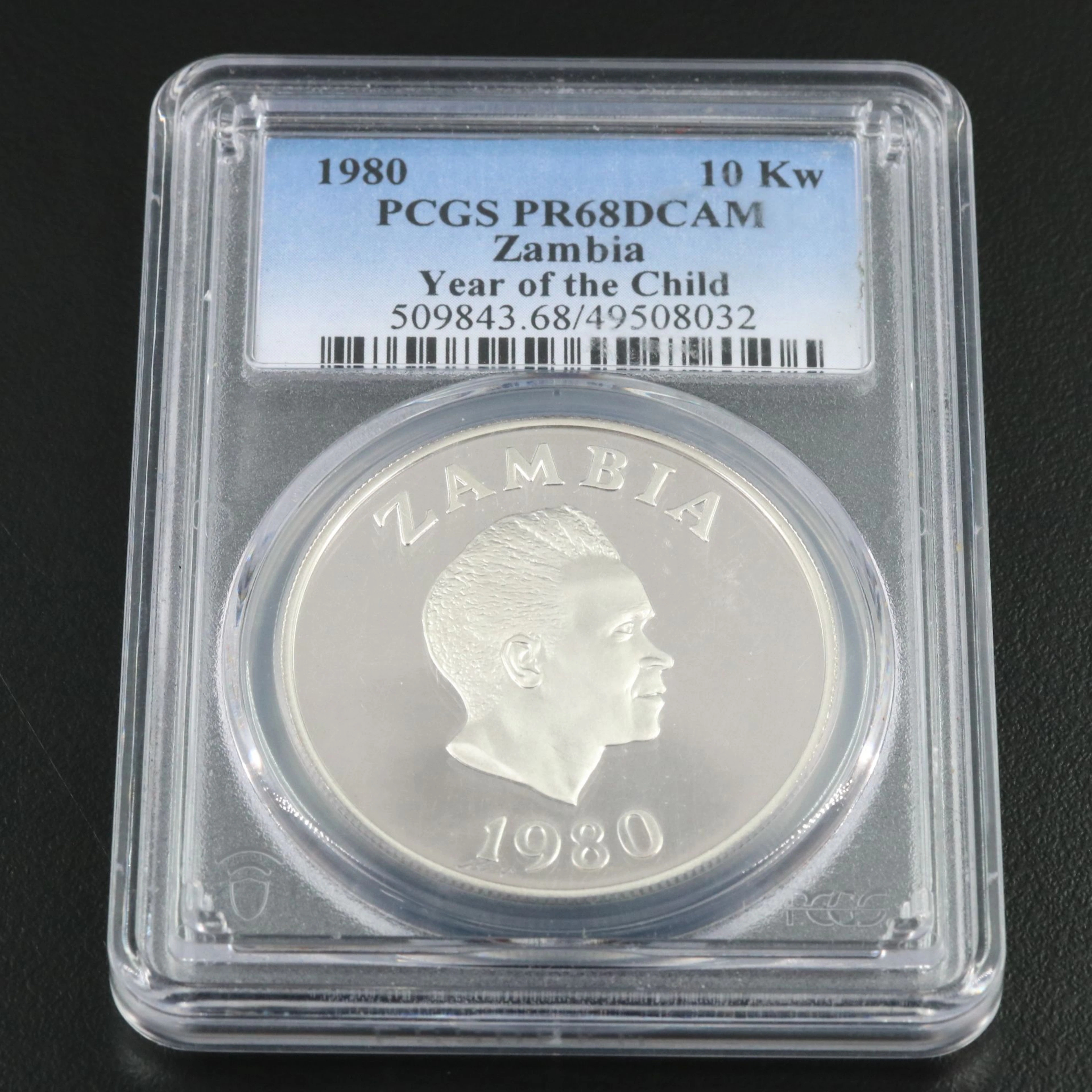 PCGS Graded PR68DCAM 1980 Zambia 10-Kwacha Year of the Child Silver Proof Coin