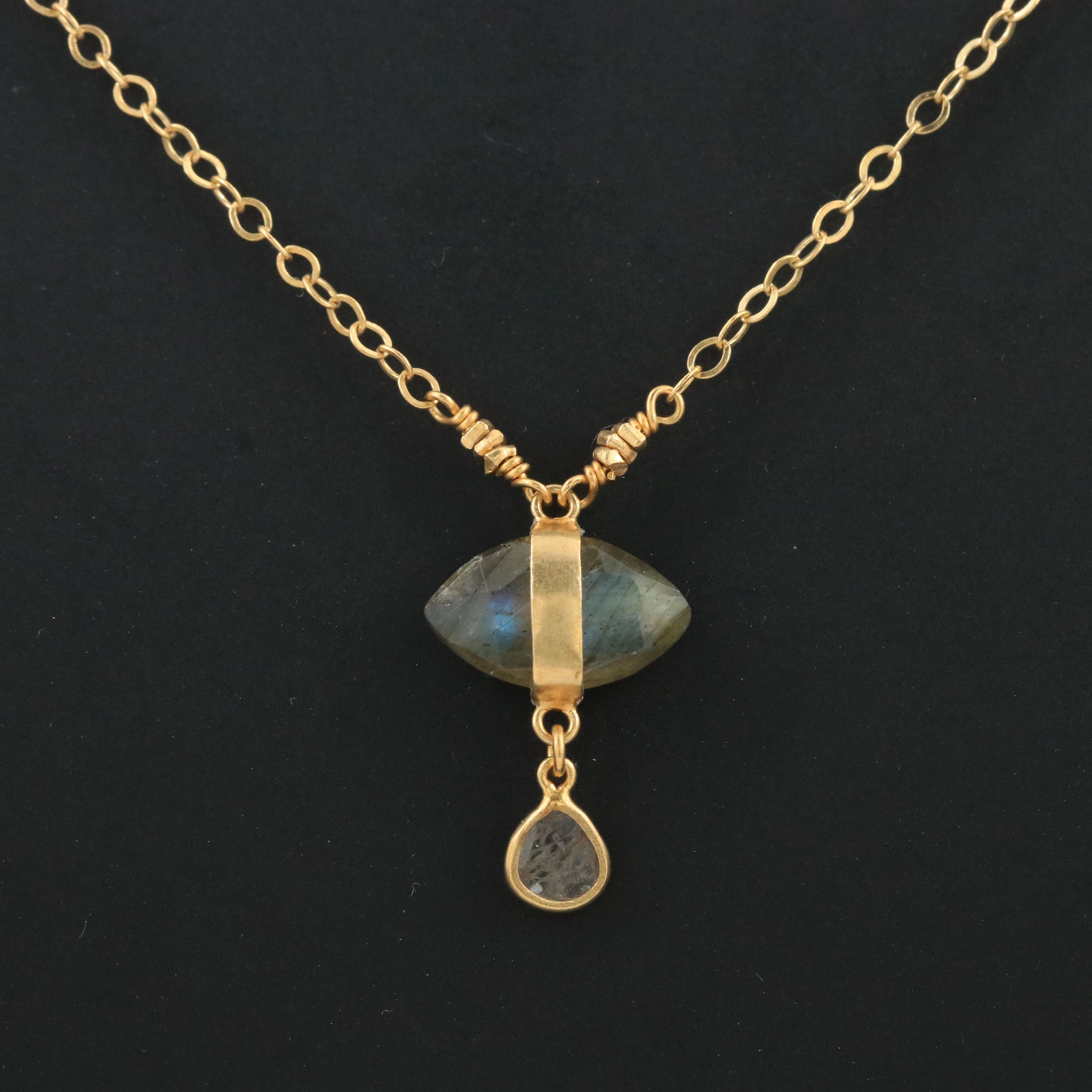 Chan Luu Sterling Labradorite and Diamond Necklace