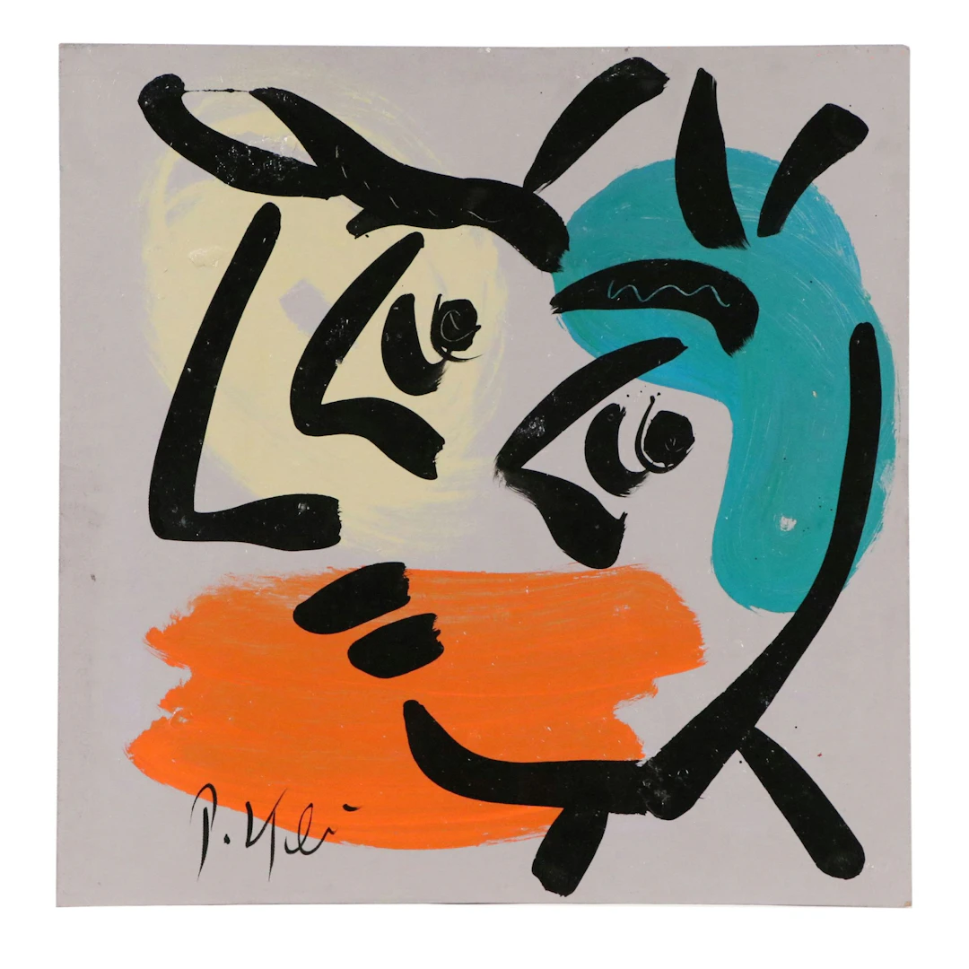 Peter Robert Keil Stylized Acrylic Portrait, Late 20th to 21st Century