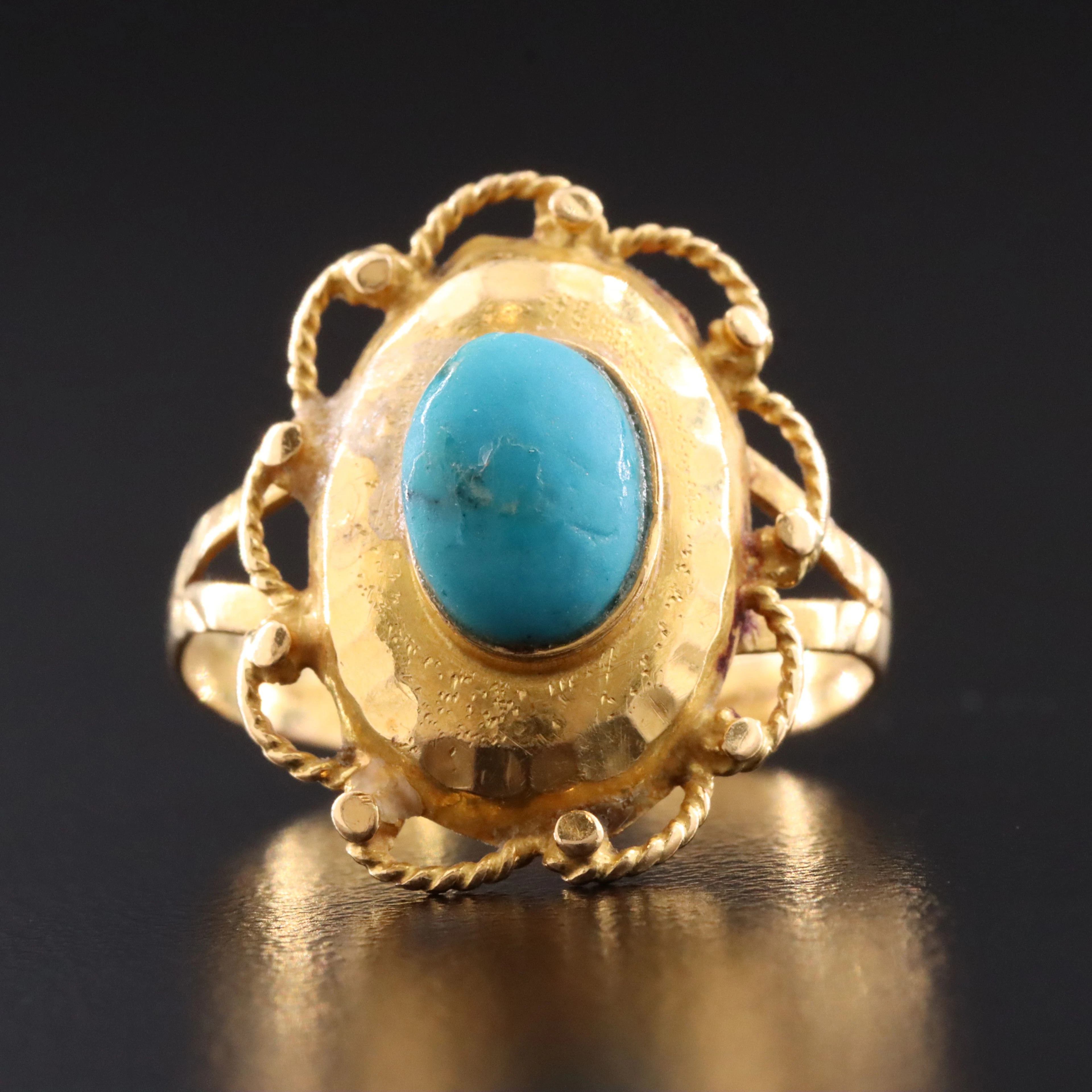 21K Imitation Turquoise Ring