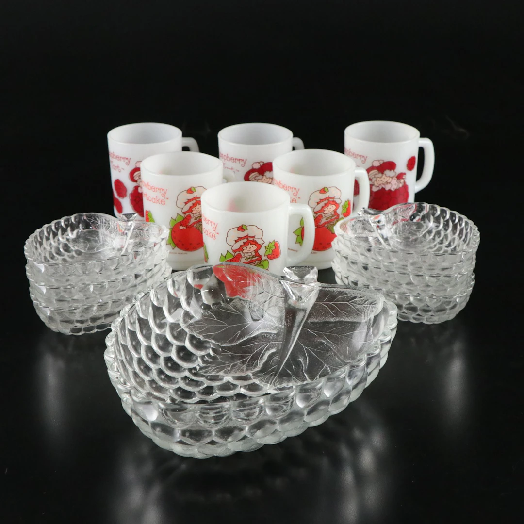 Strawberry Shortcake & Raspberry Tart Mugs with Strawberry Bowl & Dishes