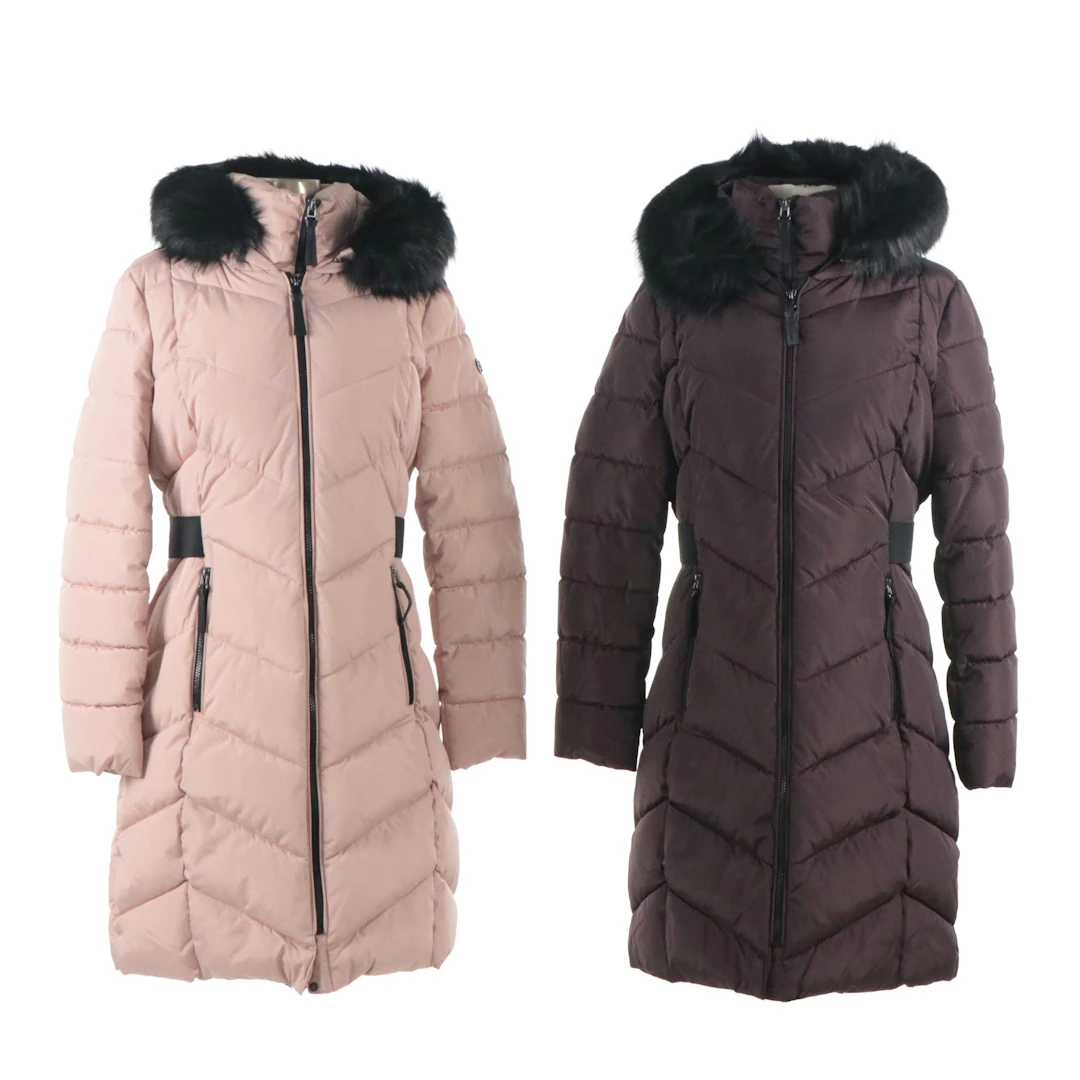 Calvin Klein Faux Fur Trim Hooded Puffer Coats