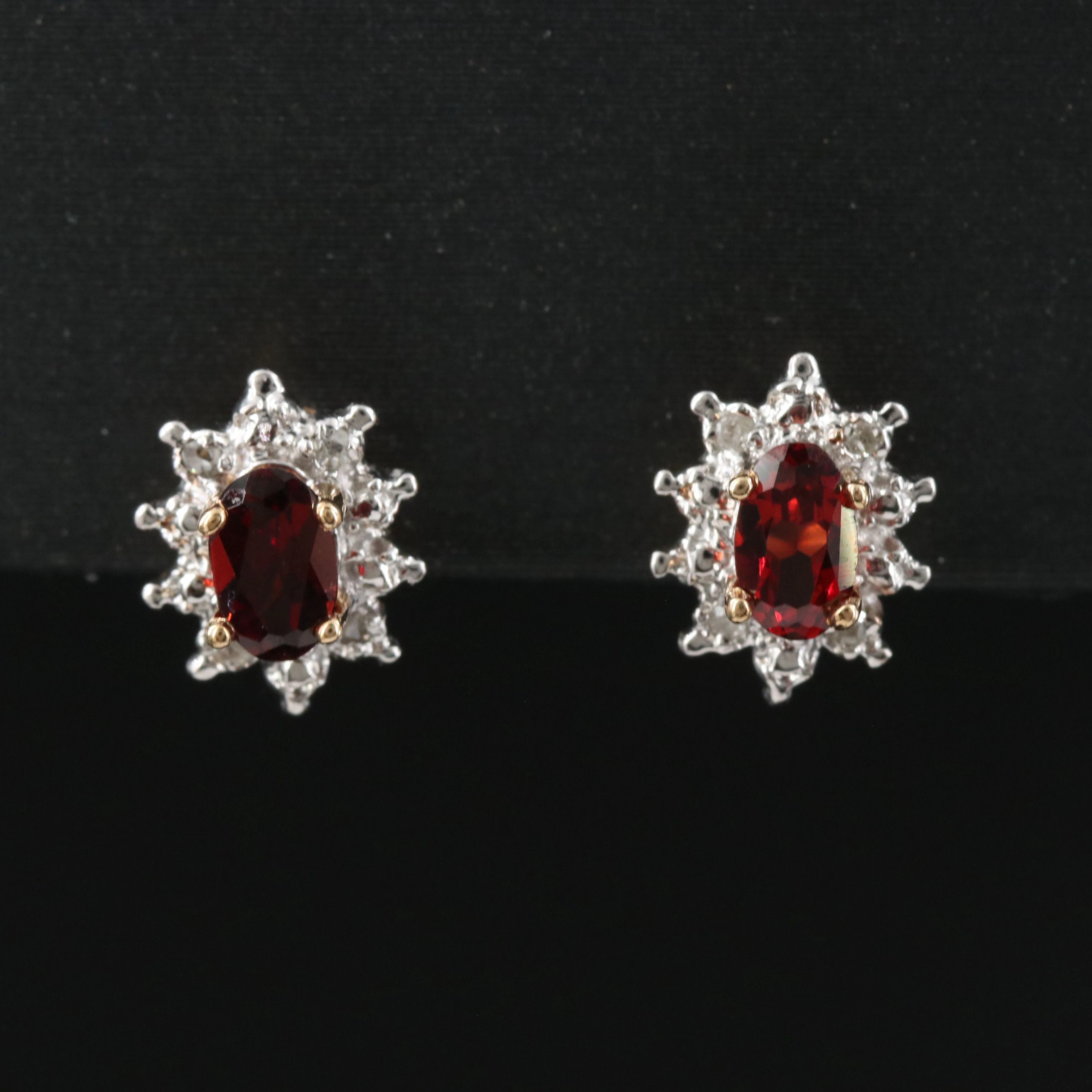 10K Garnet and Diamond Earrings