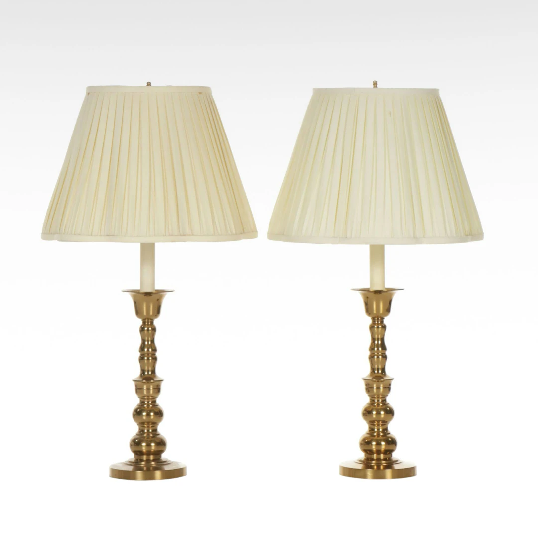 Pair of Brass Candlestick Style Table Lamps