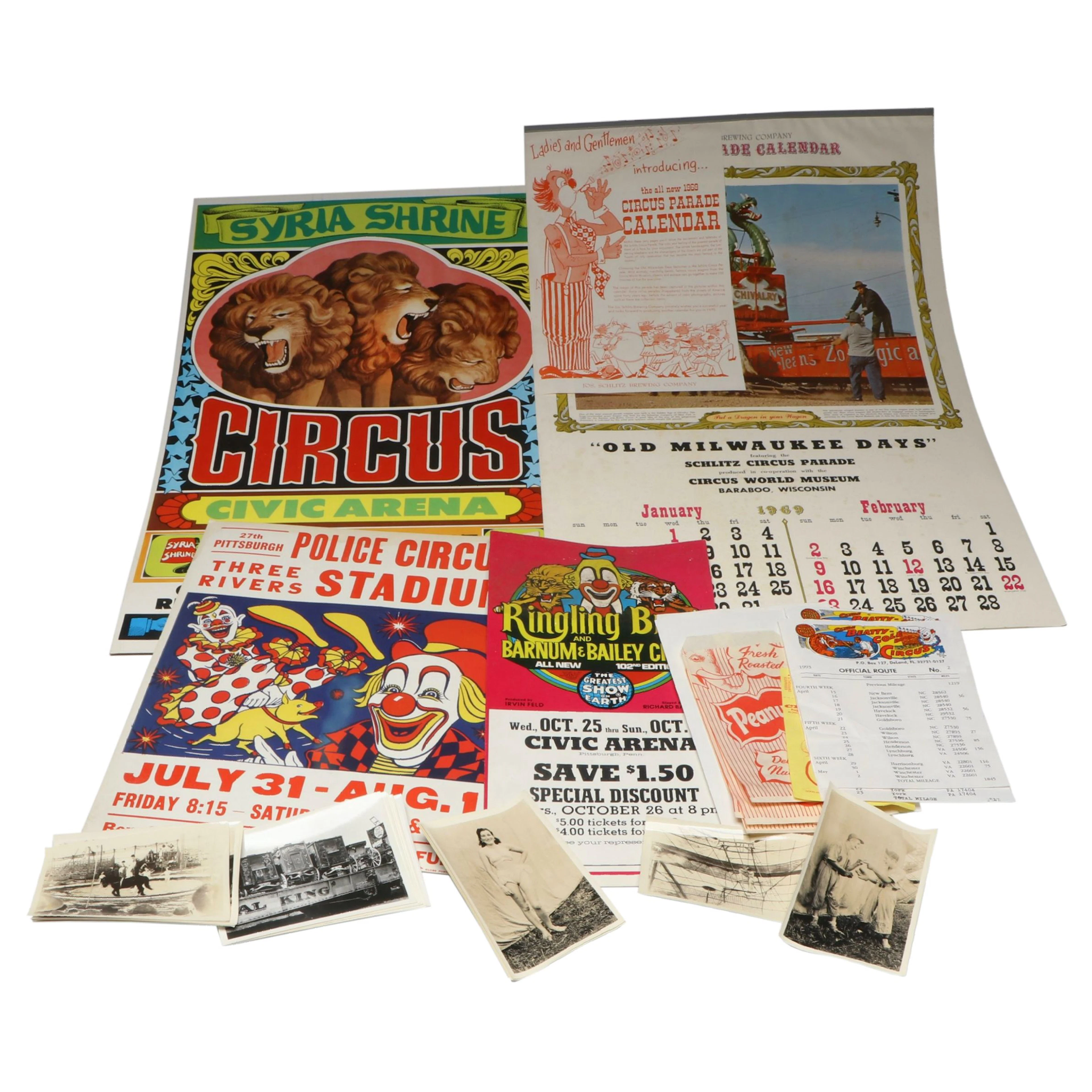 1969 "Circus Parade" Calendar and More Circus Ephemera, Early to Mid-20th C.
