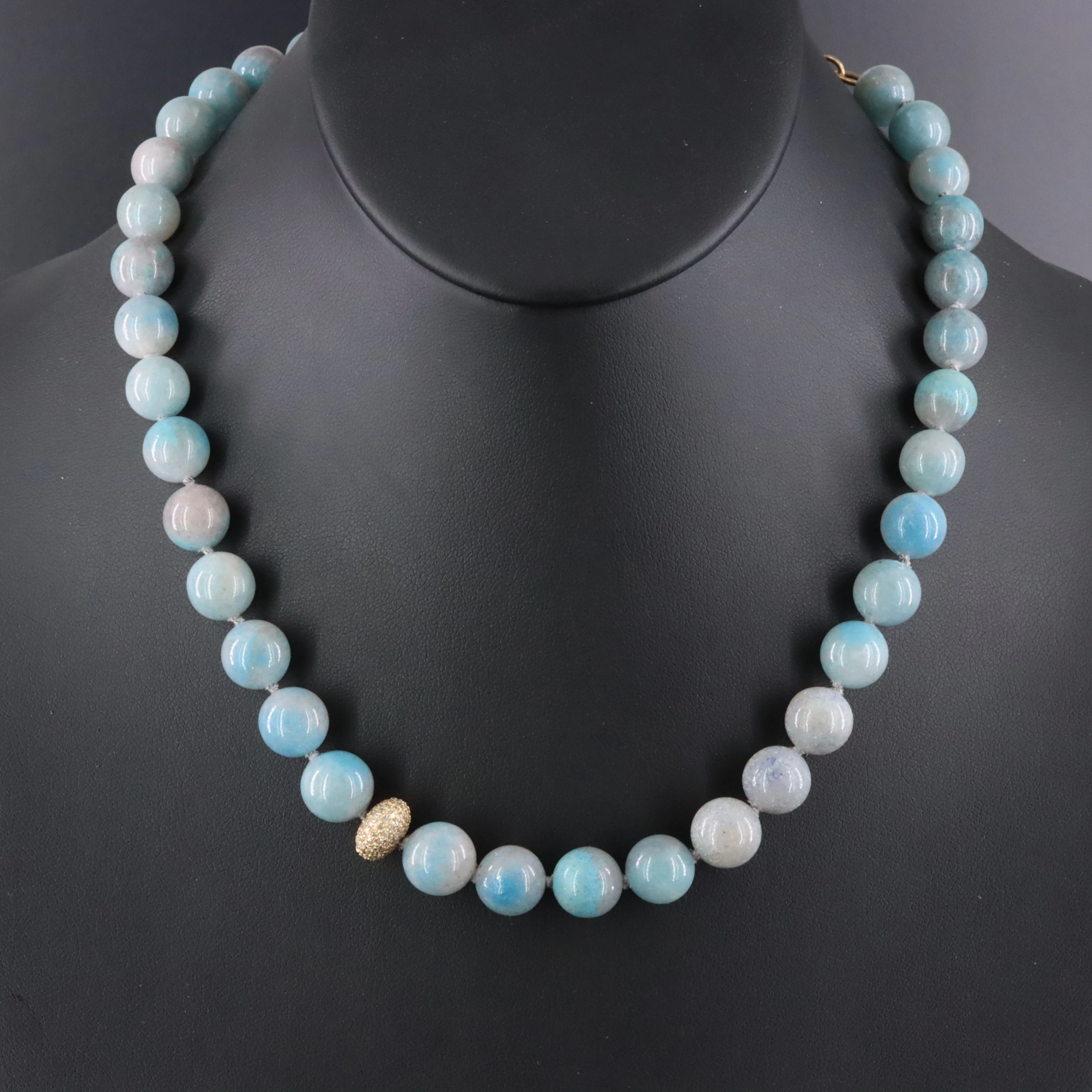 Sheryl Lowe Necklace with Quartzite 14K Clasp & Diamond Accent Bead