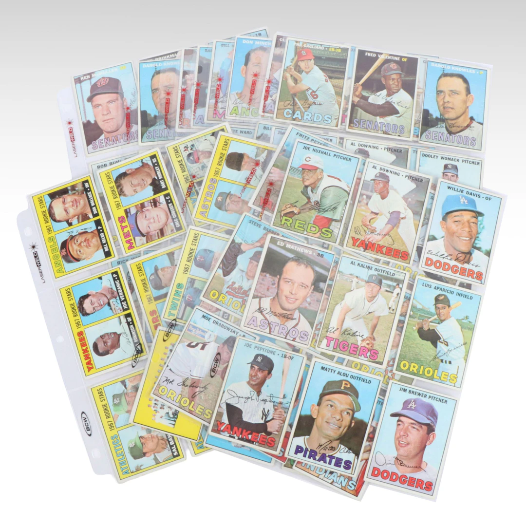 1967 Topps Baseball Cards with Eddie Mathews, Al Kaline, and Luis Aparicio