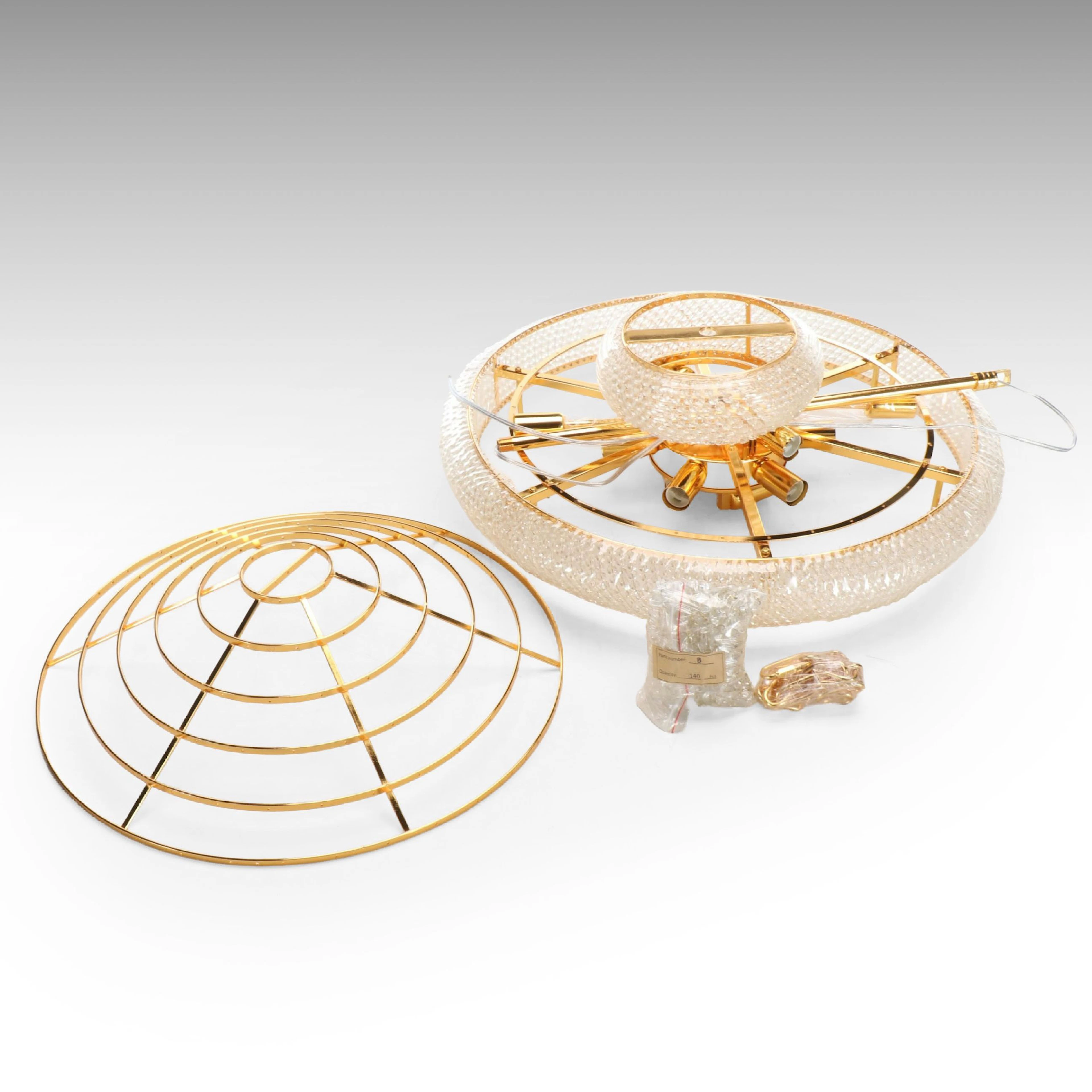 Beirio Empire Style Gold Tone and Crystal Chandelier