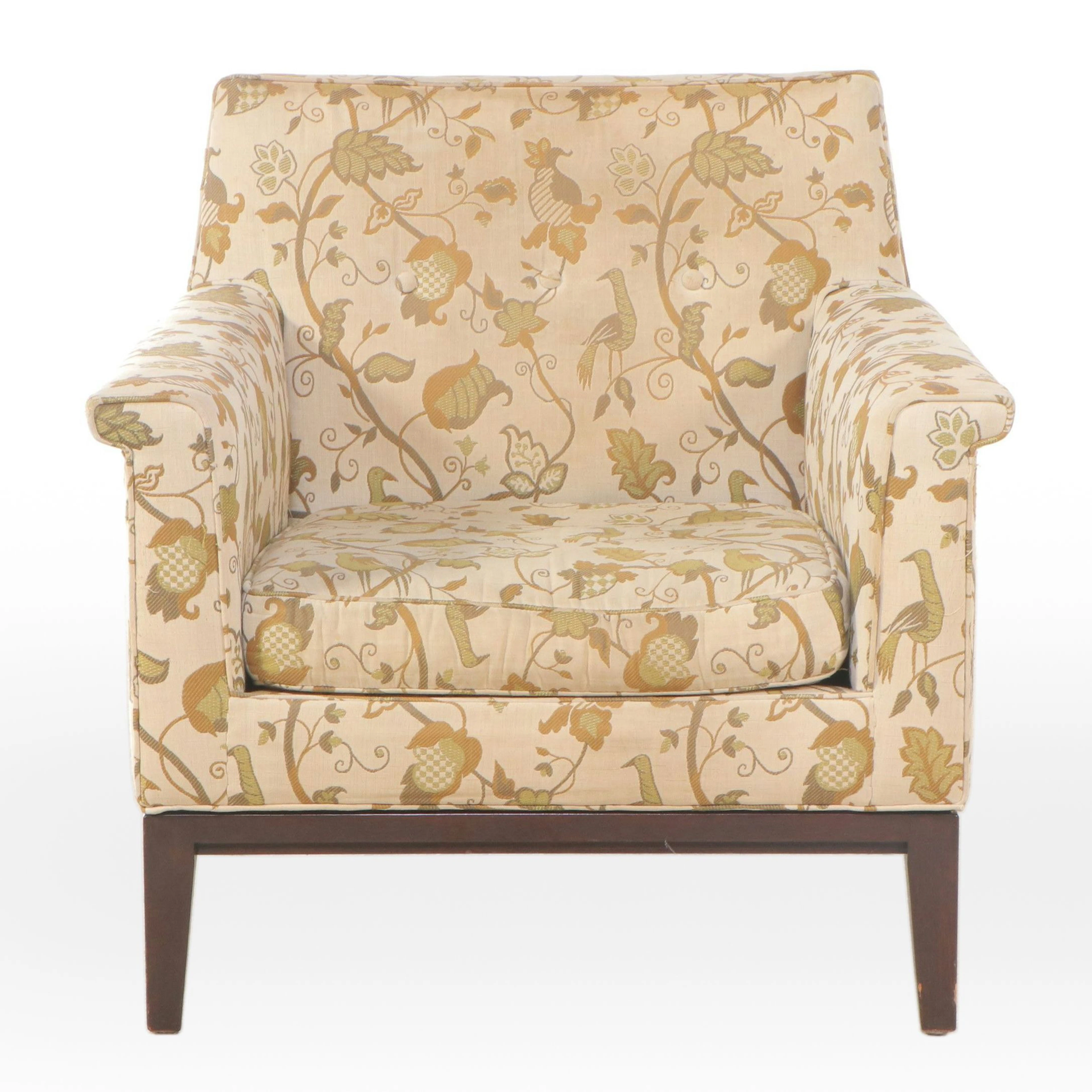 Edward Wormley for Dunbar Mid Century Modern Floral Upholstered Club Chair