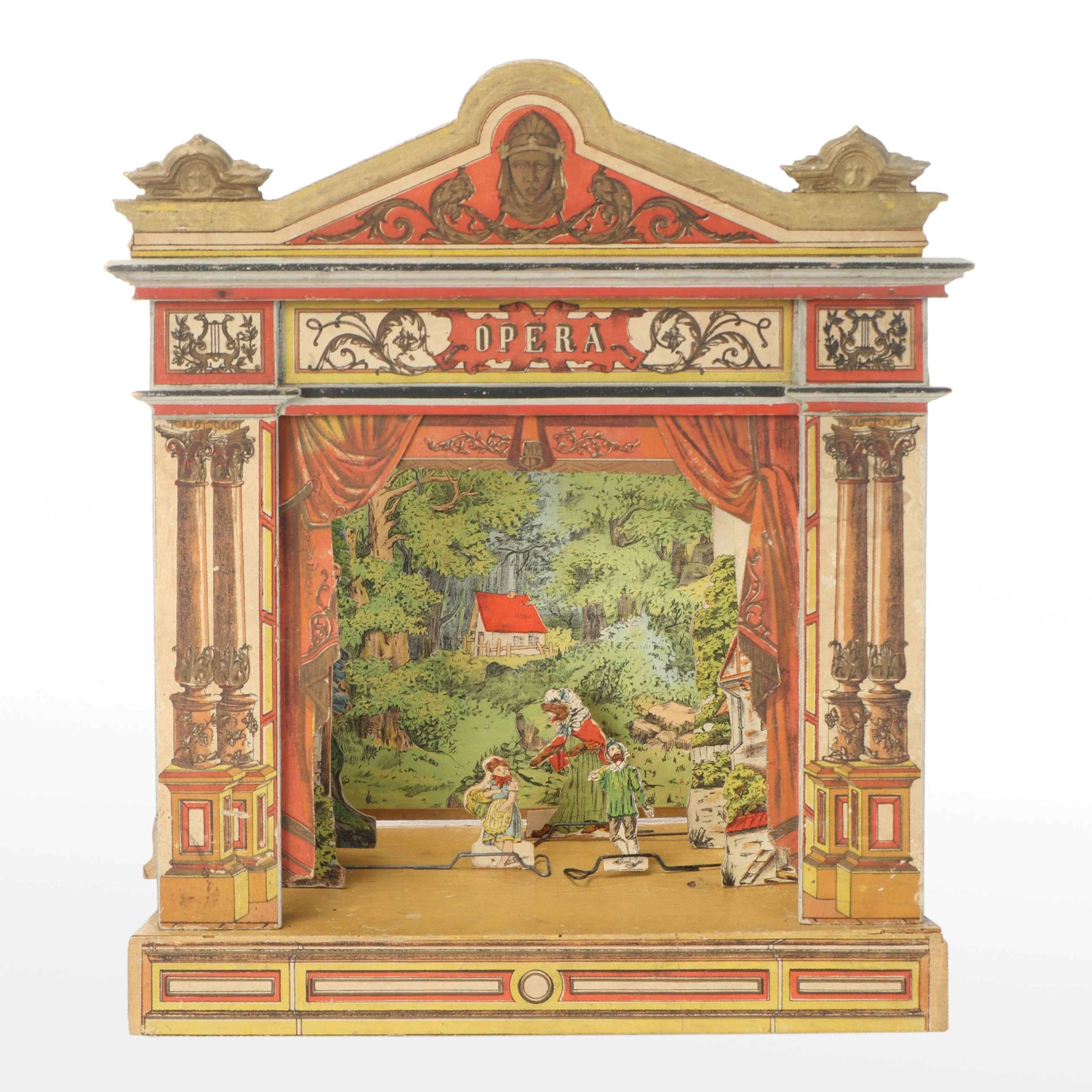 German Lithographed Paper and Wood Toy Model Opera House Stage, Early 20th C.