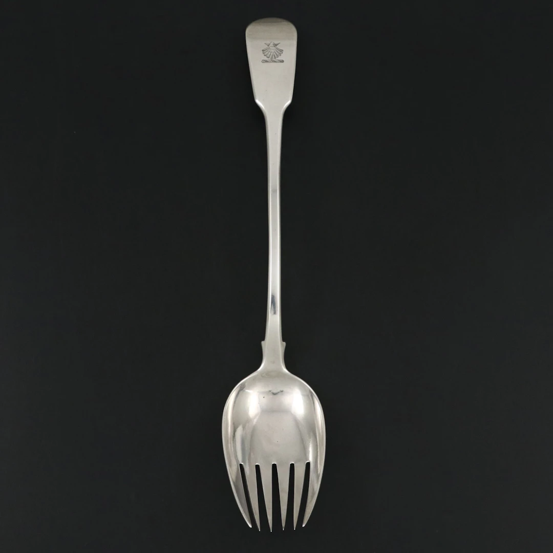 George III Sterling Silver Fiddle Handled Serving Spoon, 1812