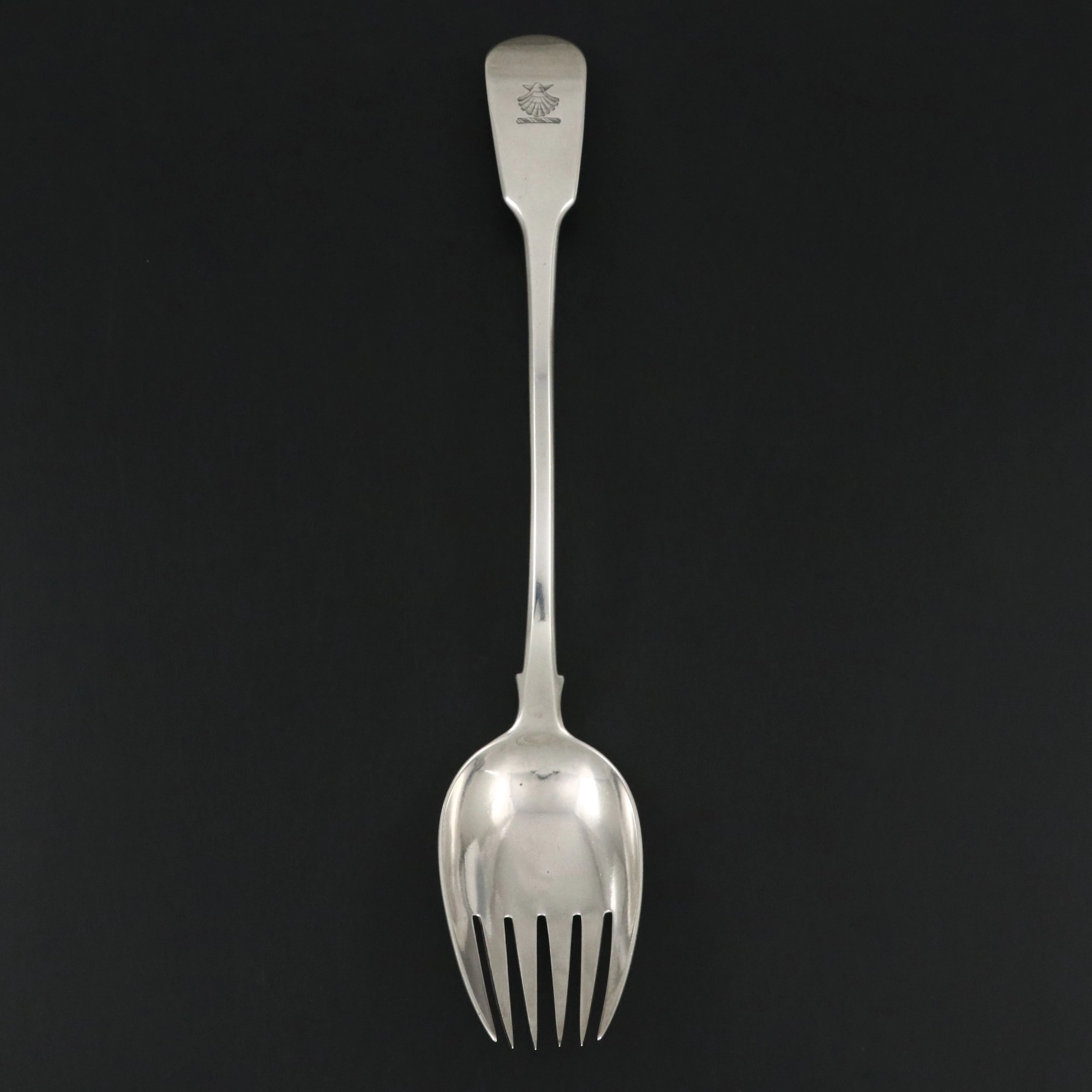 George III Sterling Silver Fiddle Handled Serving Spoon, 1812
