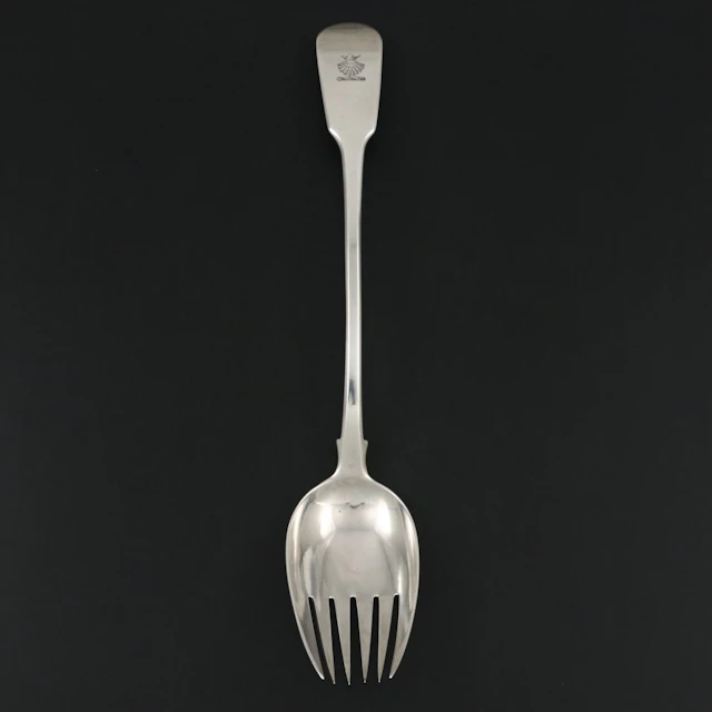 George III Sterling Silver Fiddle Handled Serving Spoon, 1812