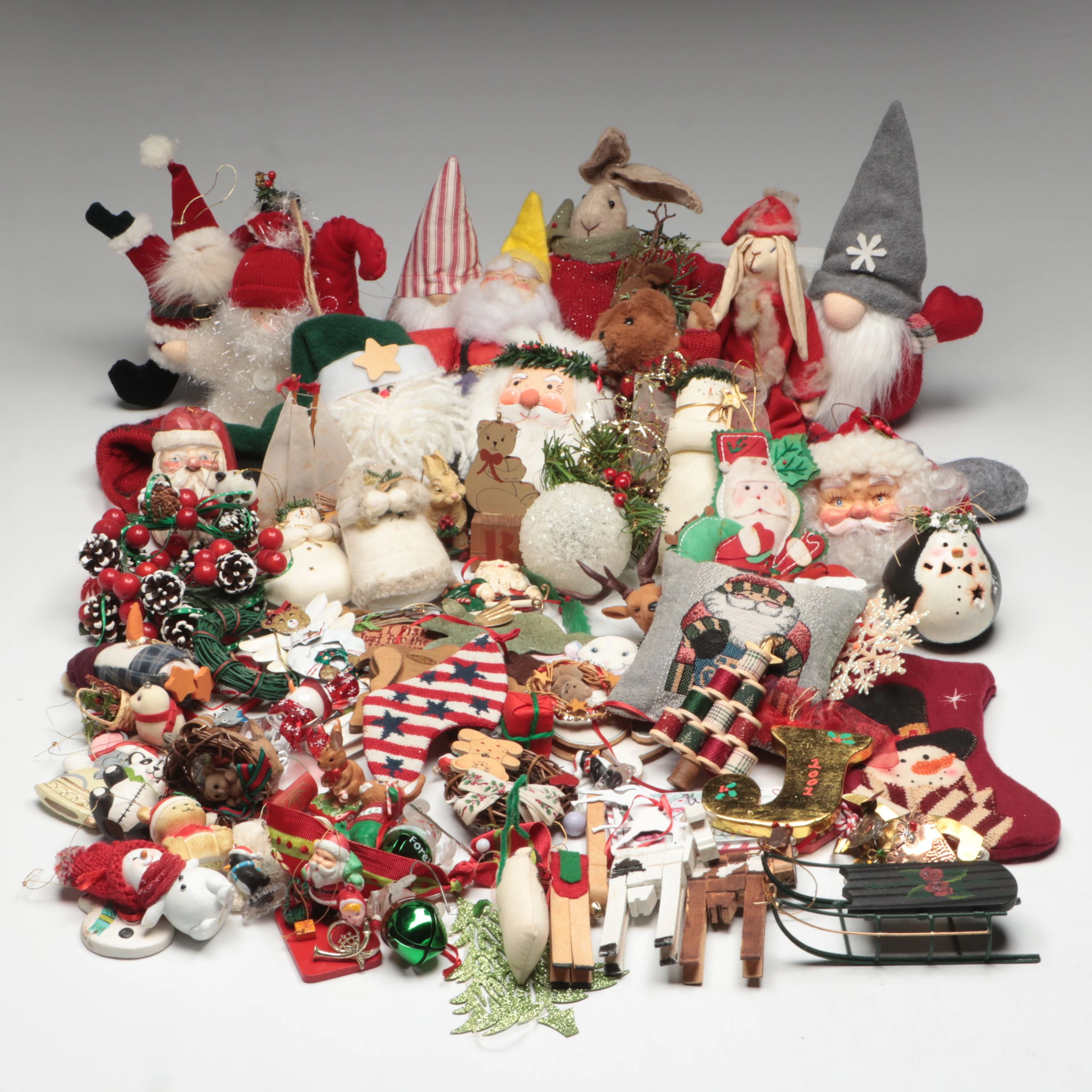 Christmas Plush Shelf Sitters with Christmas Ornaments