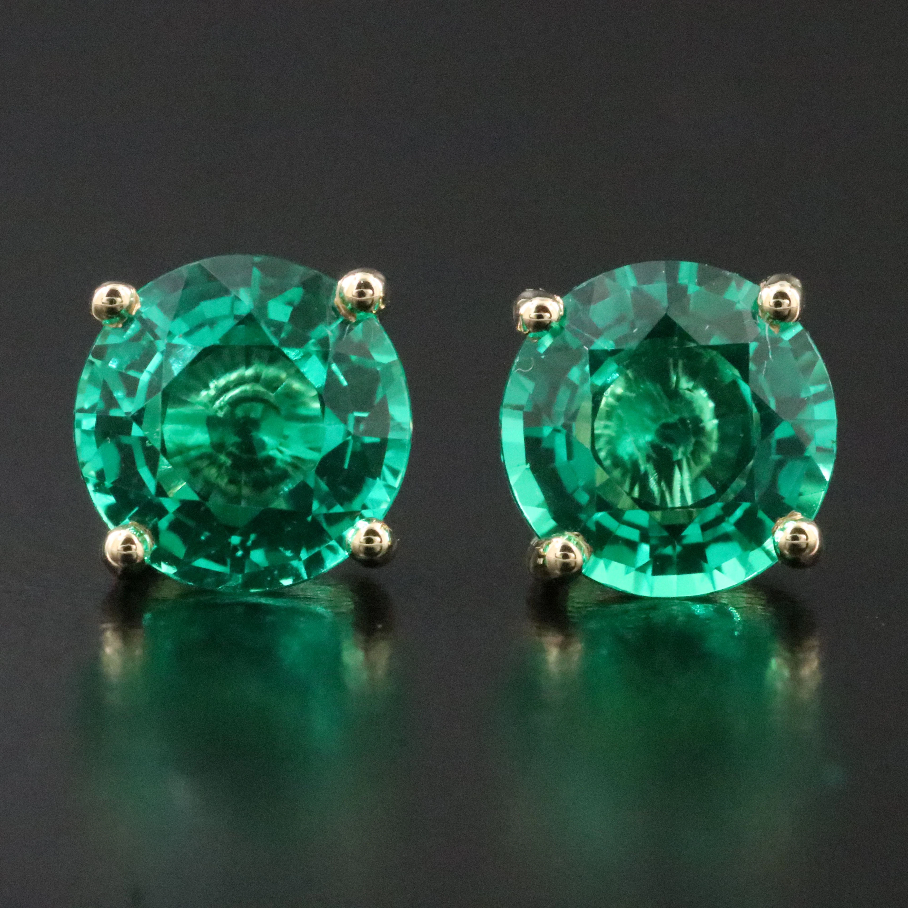 14K Emerald Stud Earrings