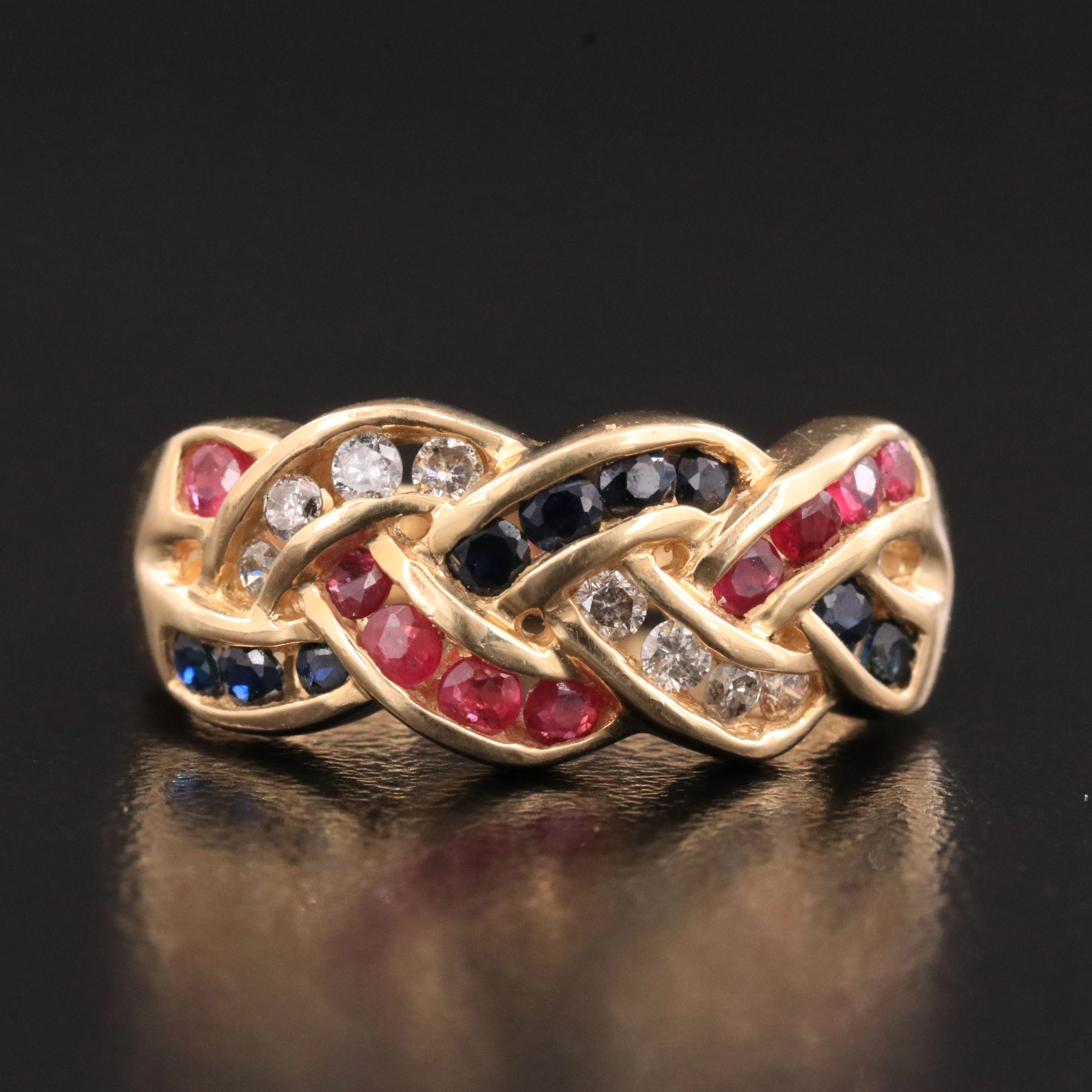 14K Ruby, Sapphire and Diamond Ring