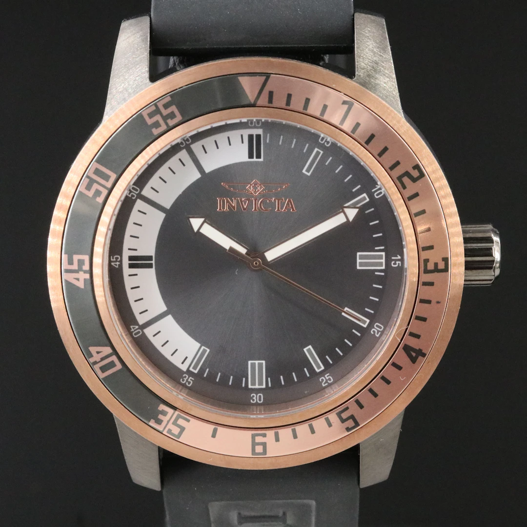 Invicta Specialty Rose Tone and Gunmetal Stainless Steel Quartz Watch #35687