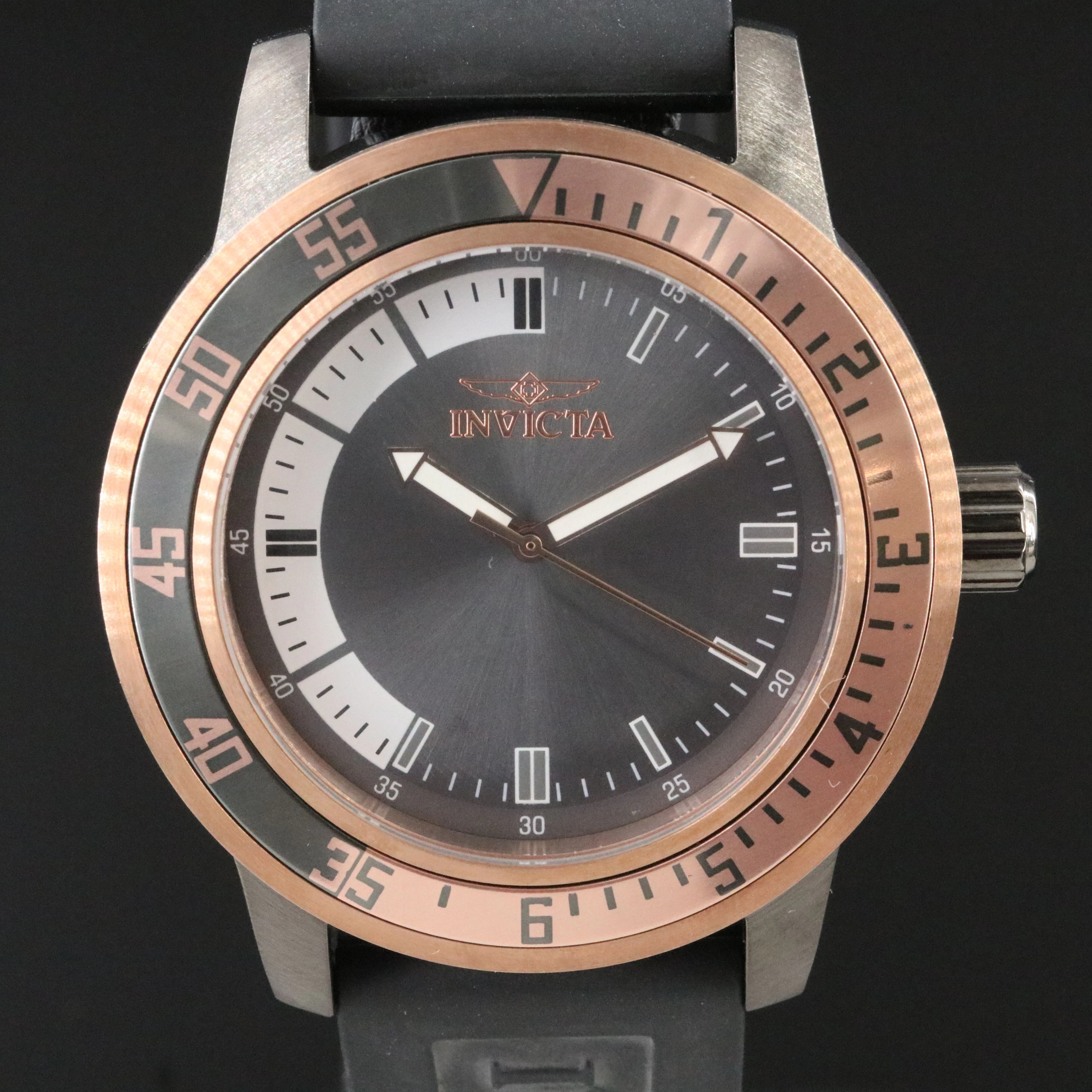 Invicta Specialty Rose Tone and Gunmetal Stainless Steel Quartz Watch #35687