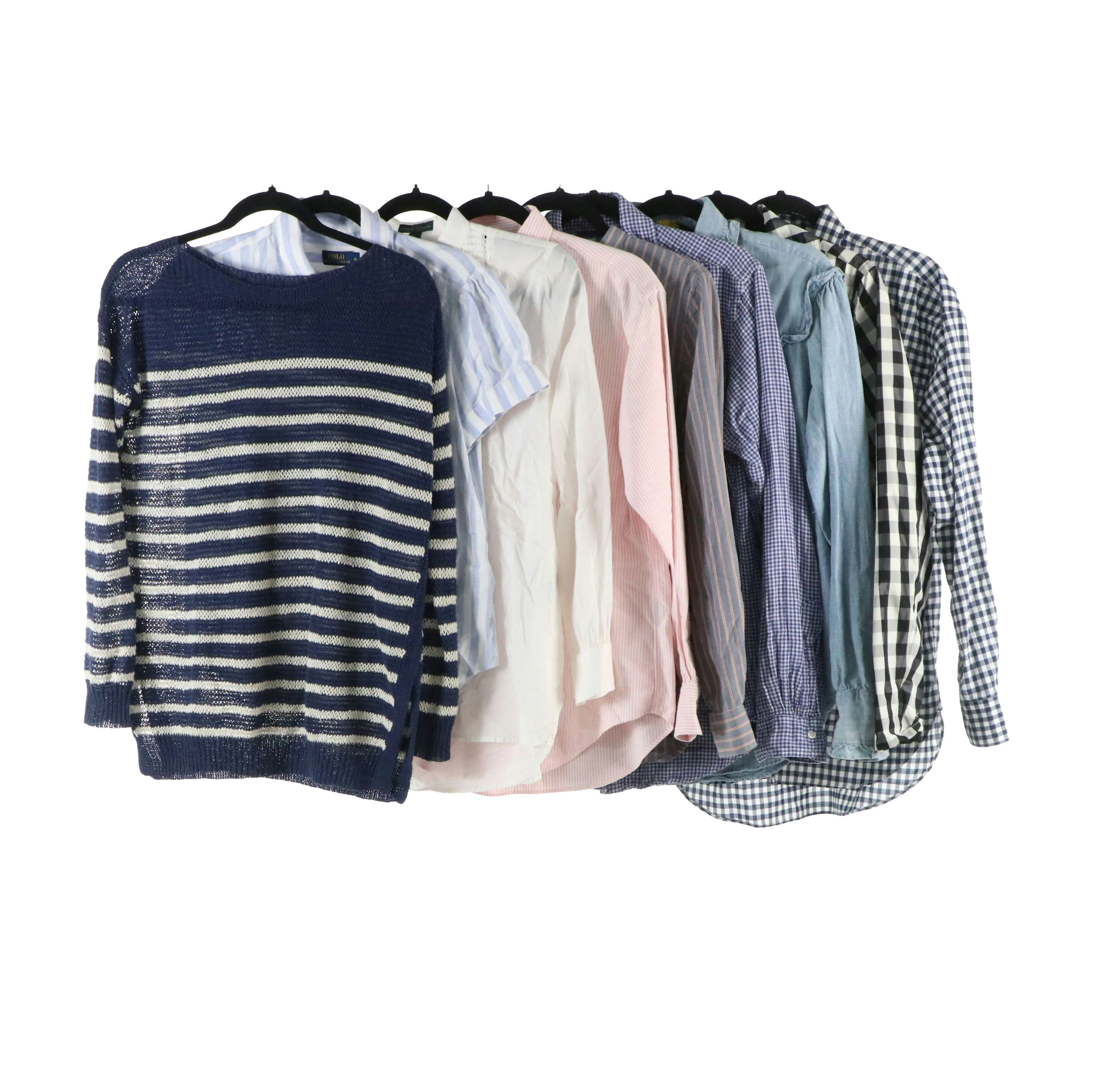 Polo Ralph Lauren Striped Linen Knit Top, Button-Up Shirts & Zip Jacket