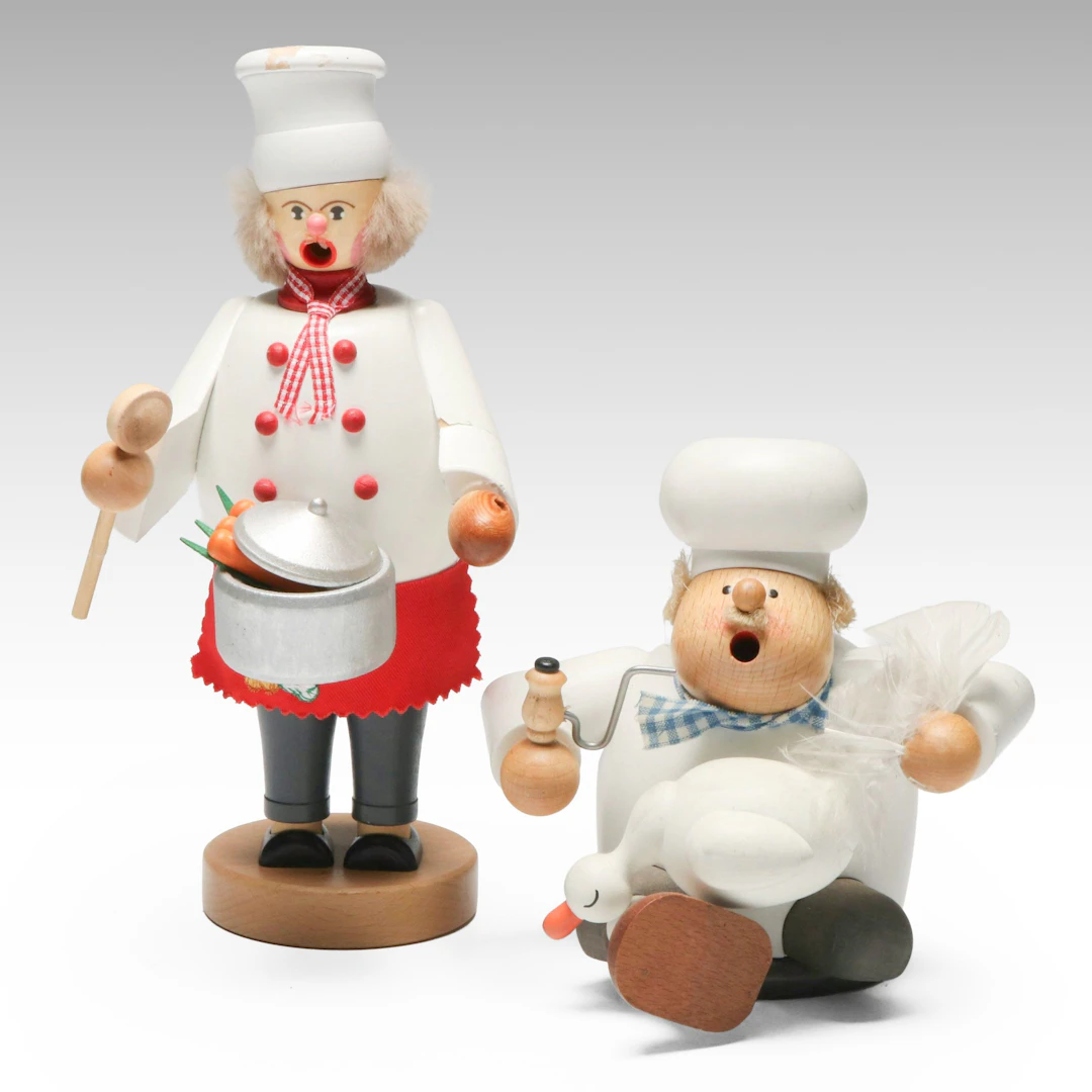 PeWo and KWO German Wooden Chef Incense Smokers