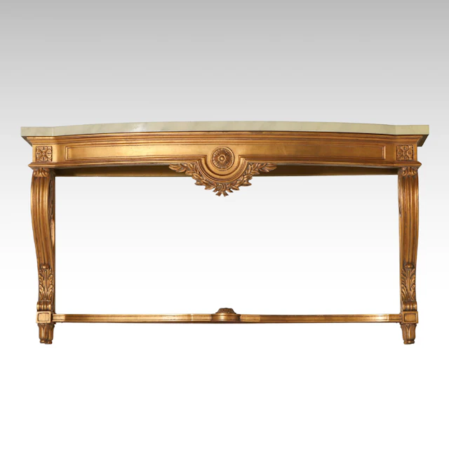 Karges Directoire Style Giltwood Marble Top Console Table, Mid to Late 20th C.