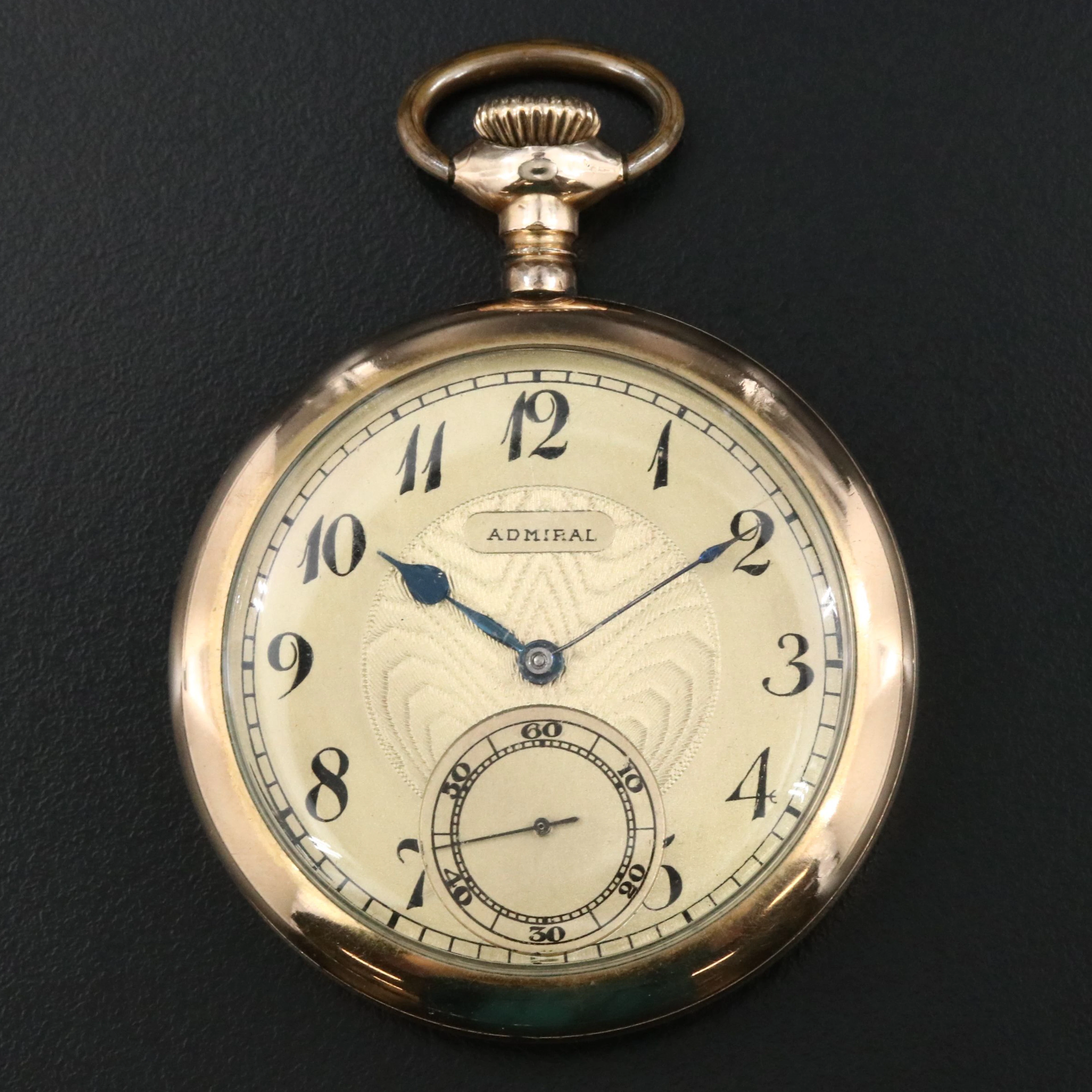 Henry Sandoz Admiral Intricate Ornate Gold-Filled Guilloche Dial Pocket Watch