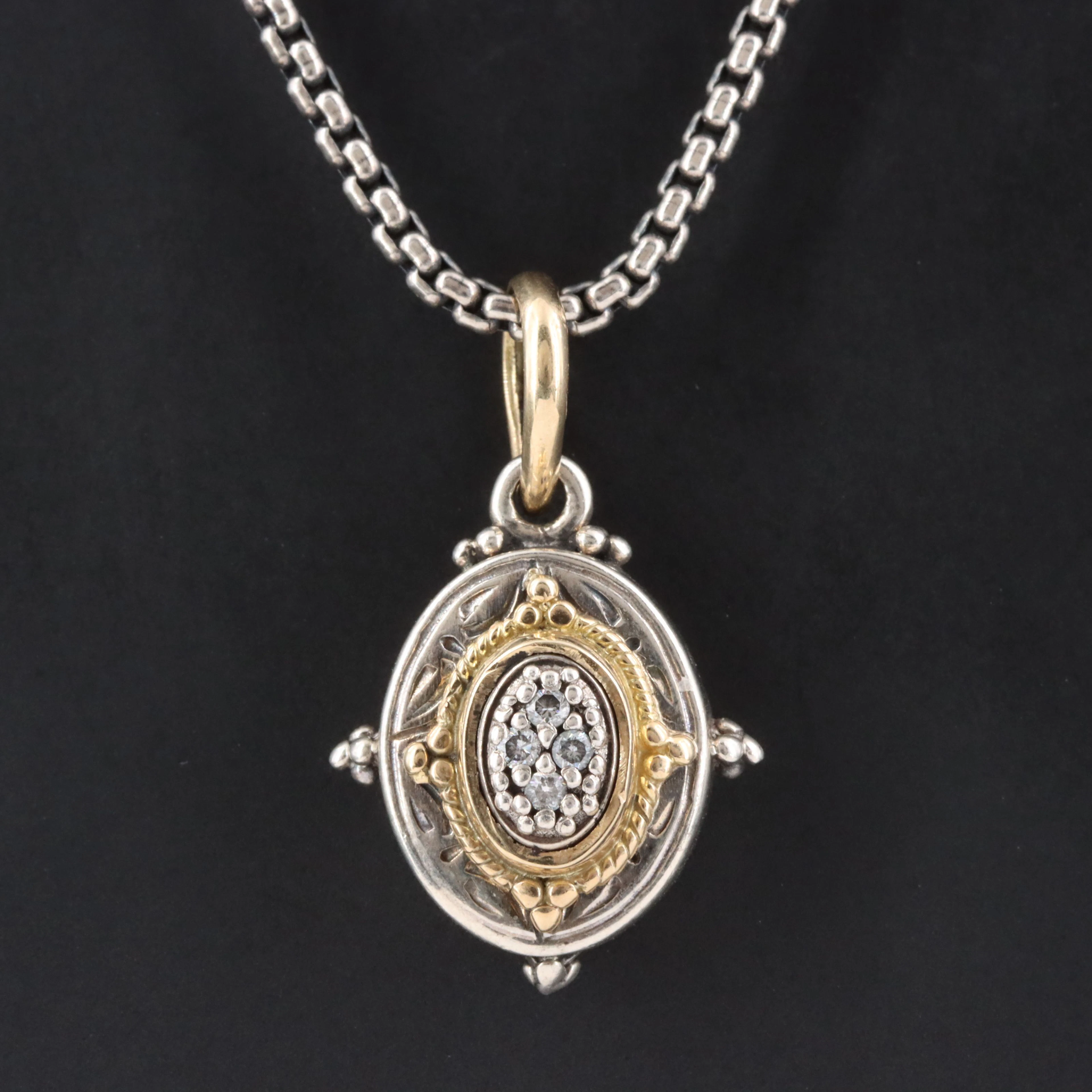 Konstantino Sterling and 18K Oval Pendant Necklace