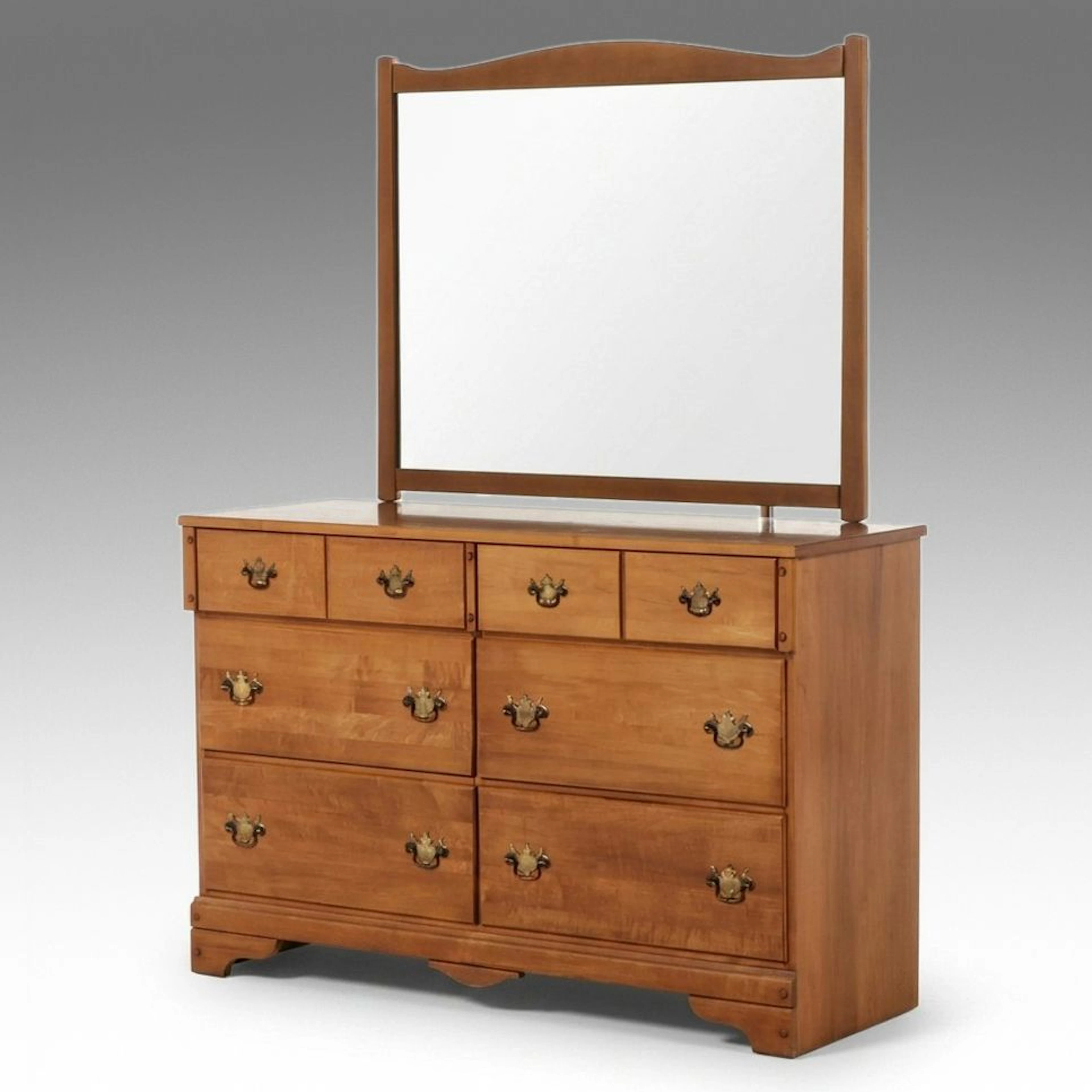 Colonial Revival Style Maple Dresser with Mirror, Mid-20th Century