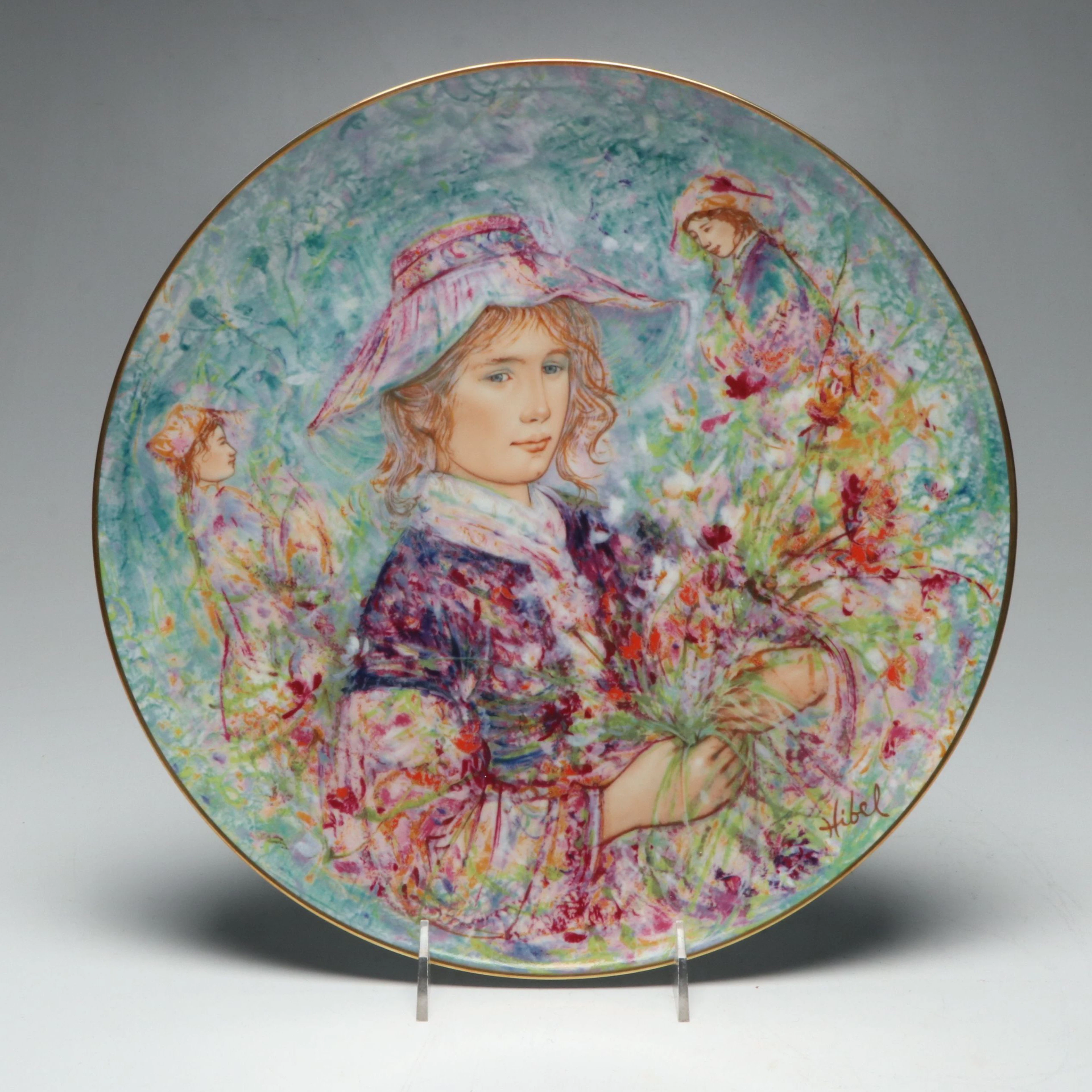 Hutschenreuther Edna Hibel "Flower Girl of Provence" Collector Plate, 1977