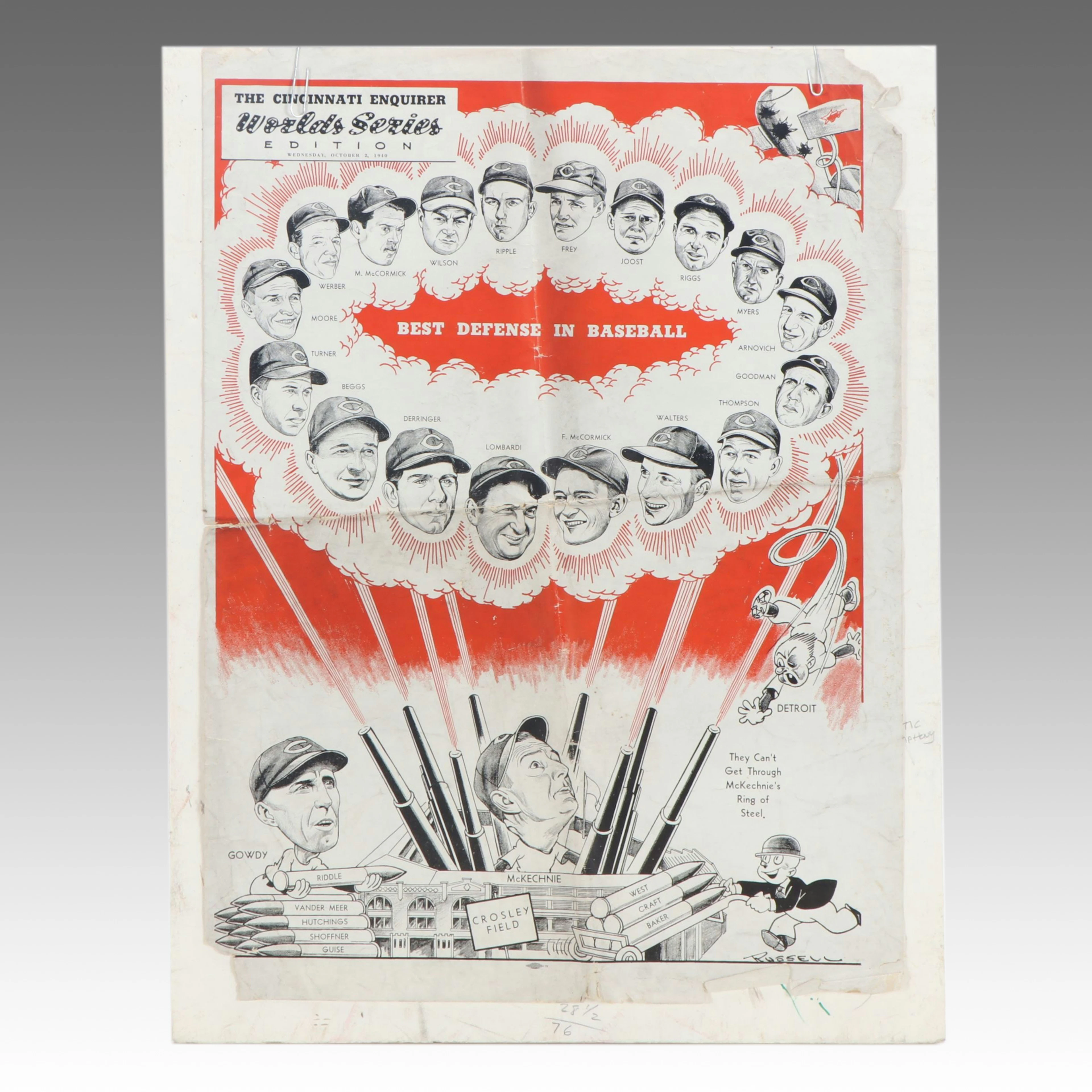 "The Cincinnati Enquirer" 1940 World Series Baseball Poster