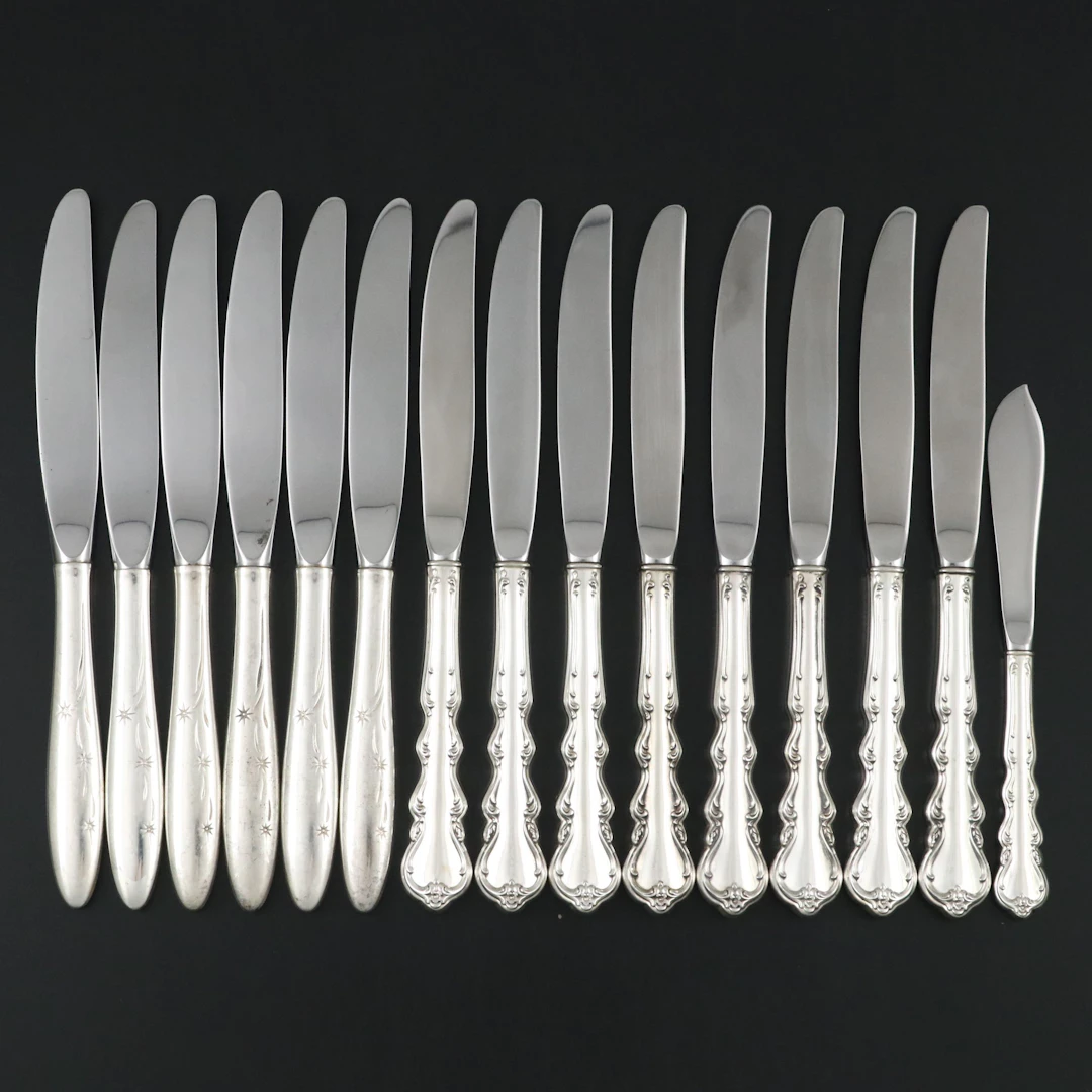 Gorham and International Sterling Silver Handled Knives and Butter Knife