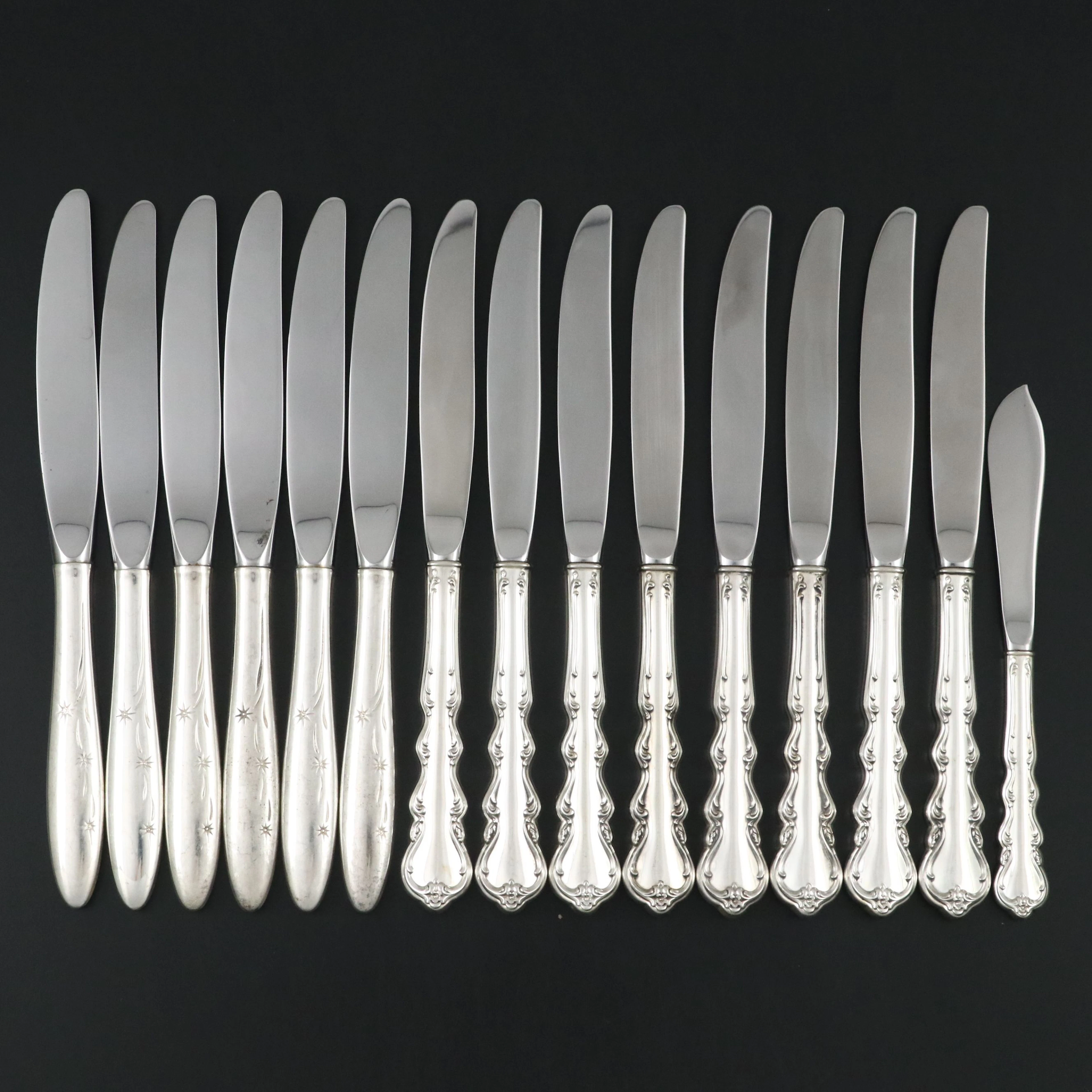 Gorham and International Sterling Silver Handled Knives and Butter Knife