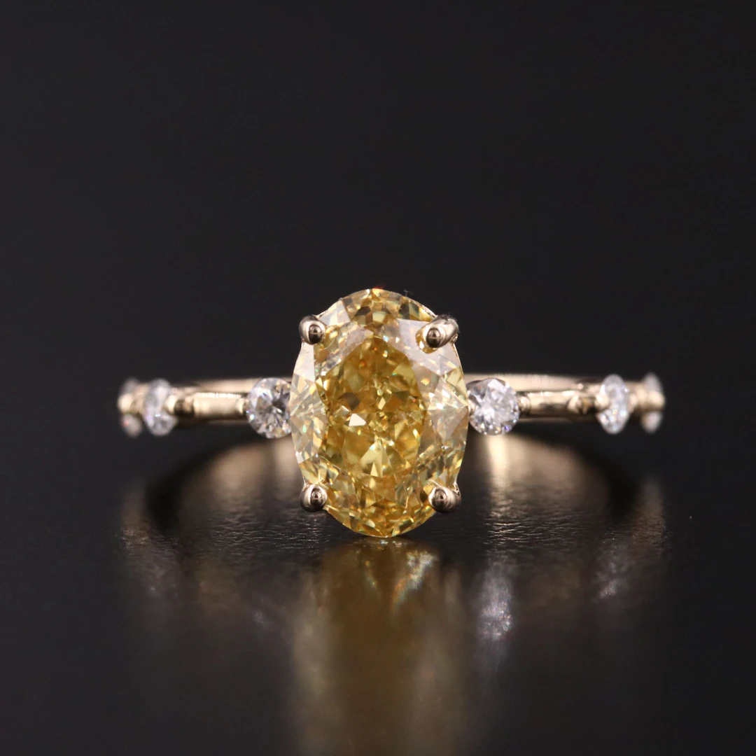 14K 2.08 CTW Lab Grown Diamond Ring with Fancy Yellow Center