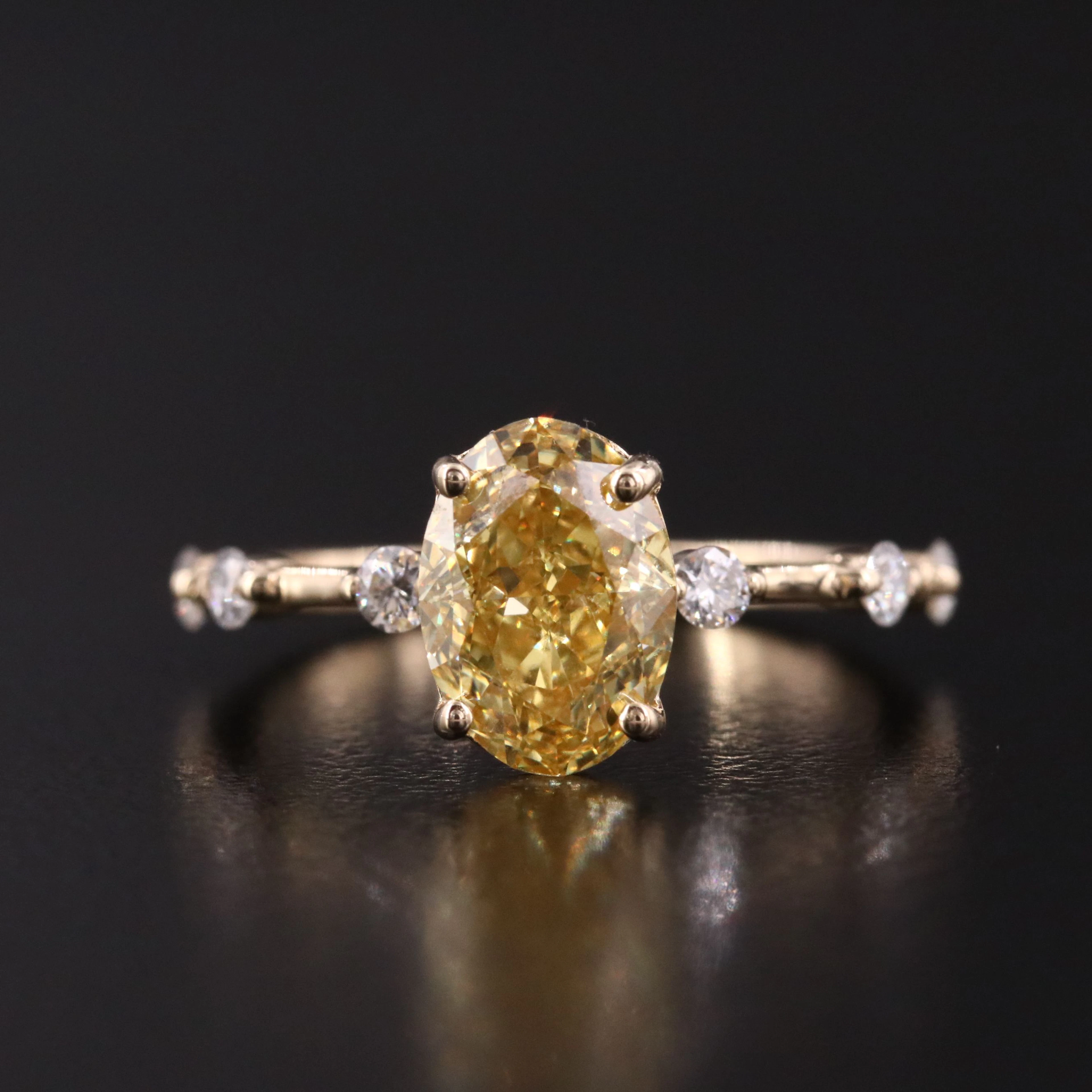 14K 2.08 CTW Lab Grown Diamond Ring with Fancy Yellow Center