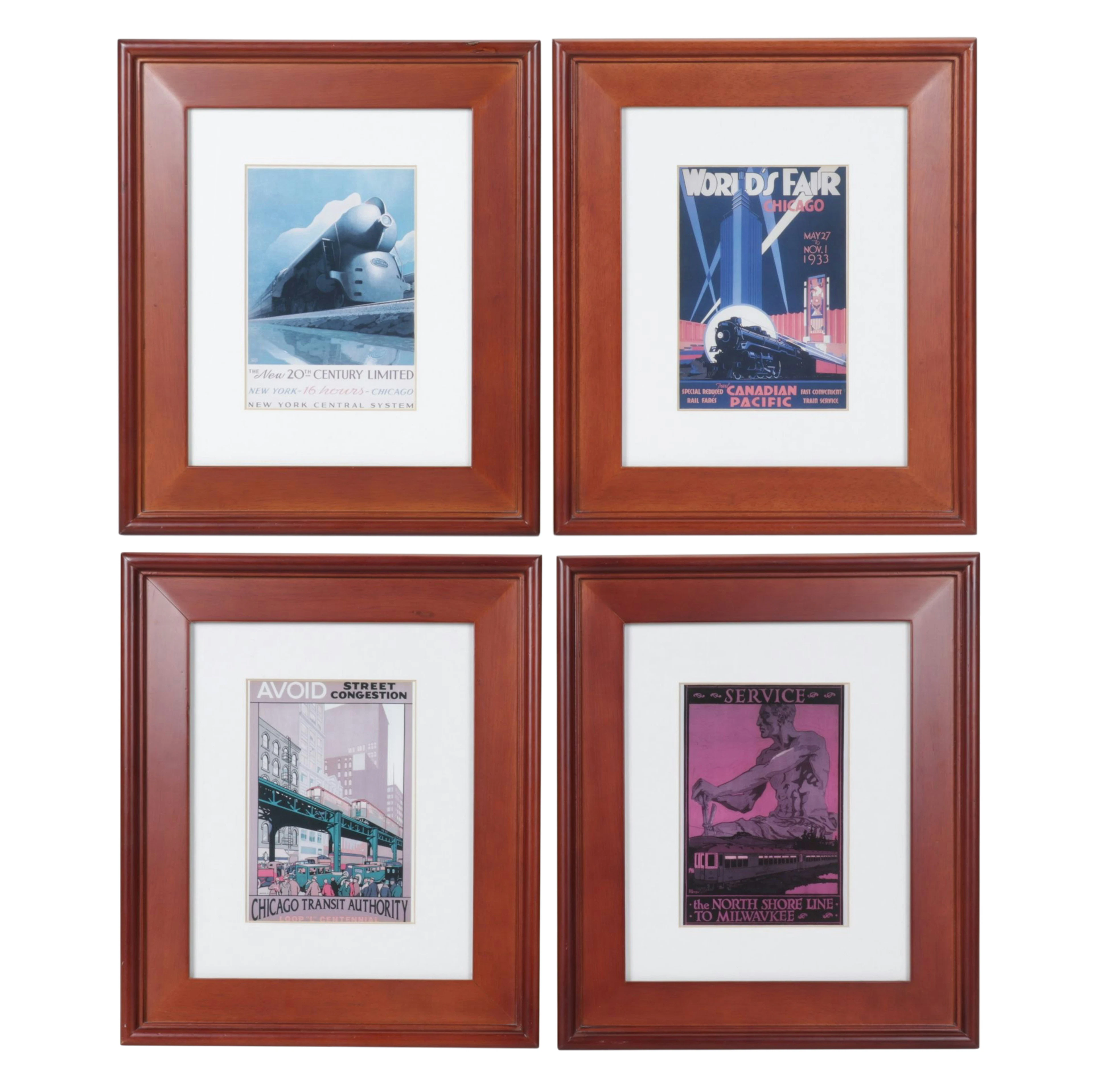 Art Deco Style Posters Advertising Cross-Country Railway Travel