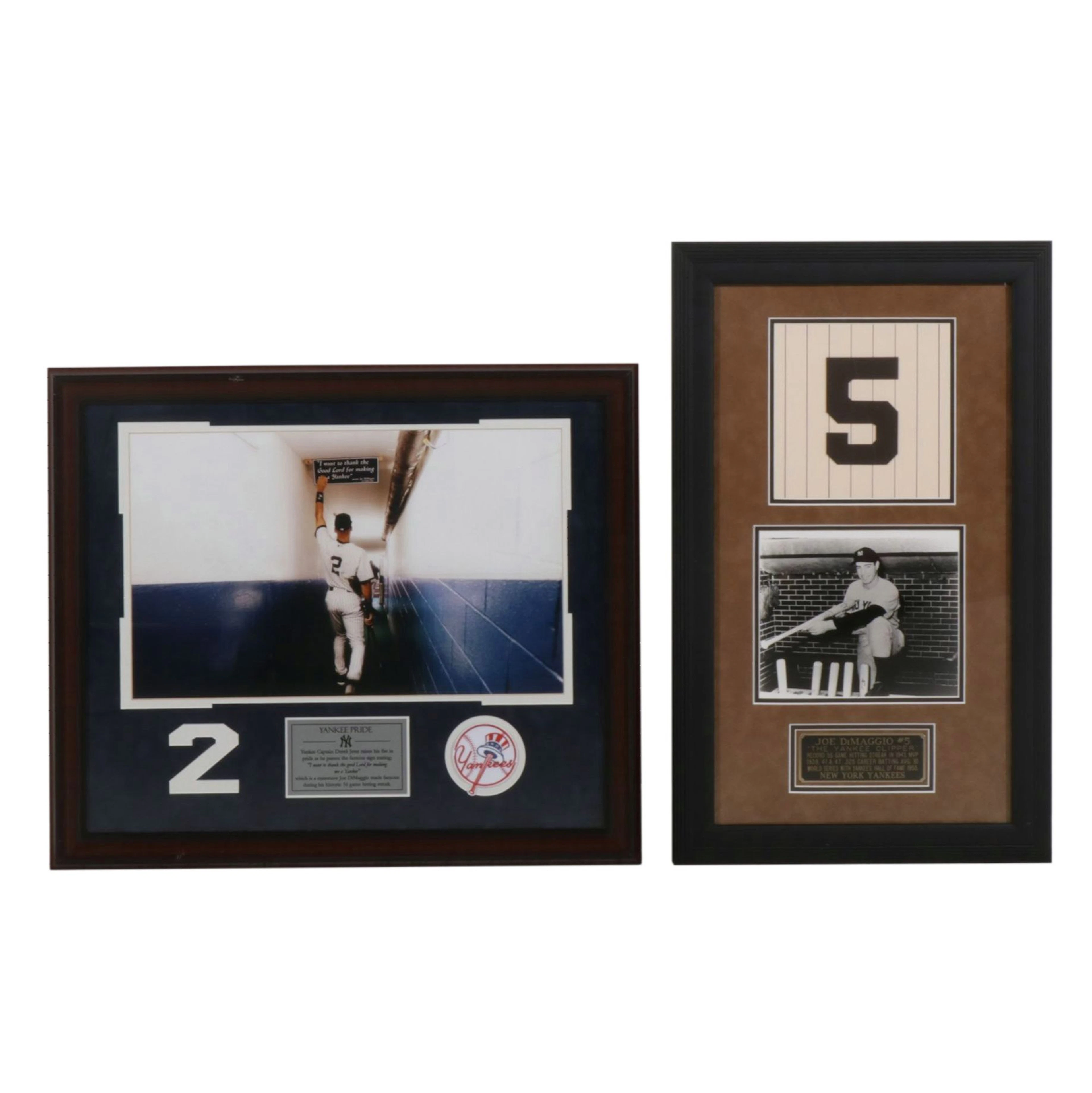 NY Yankees Joe DiMaggio and Derek Jeter Memorabilia Displays