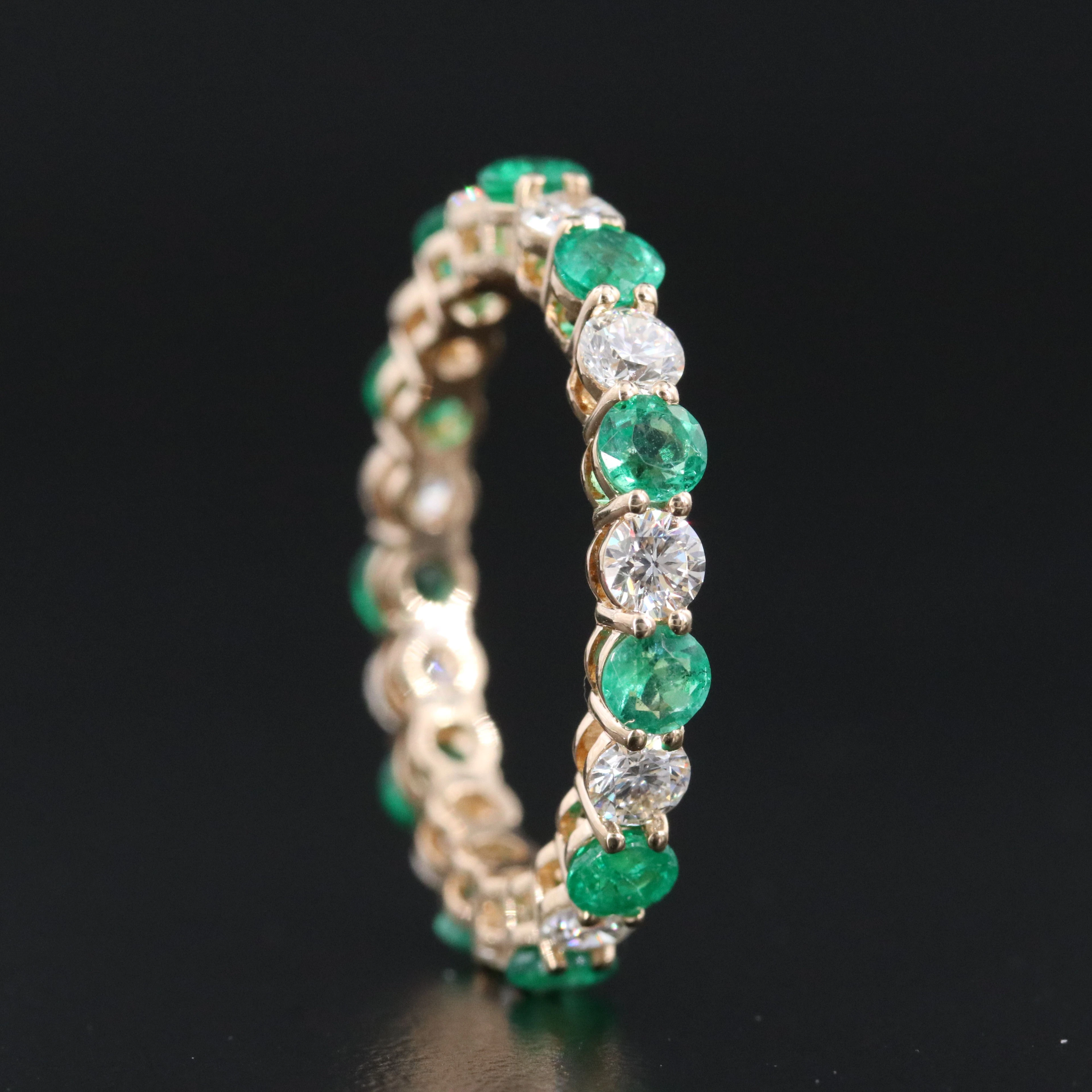 14K 1.42 CTW Emerald and 1.21 CTW Diamond Eternity Band