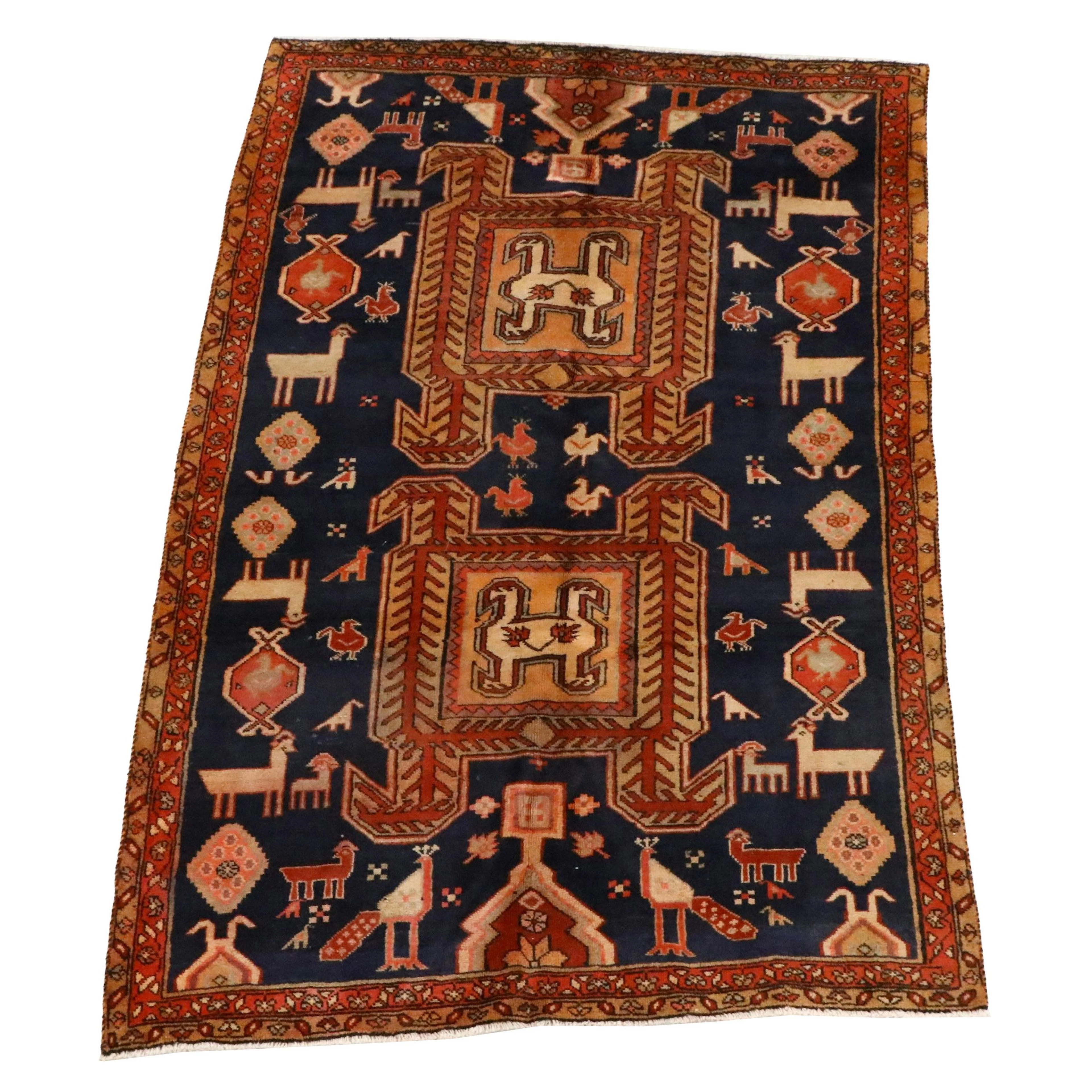 4'7 x 7'3 Hand-Knotted Persian Lenkoran Style Area Rug