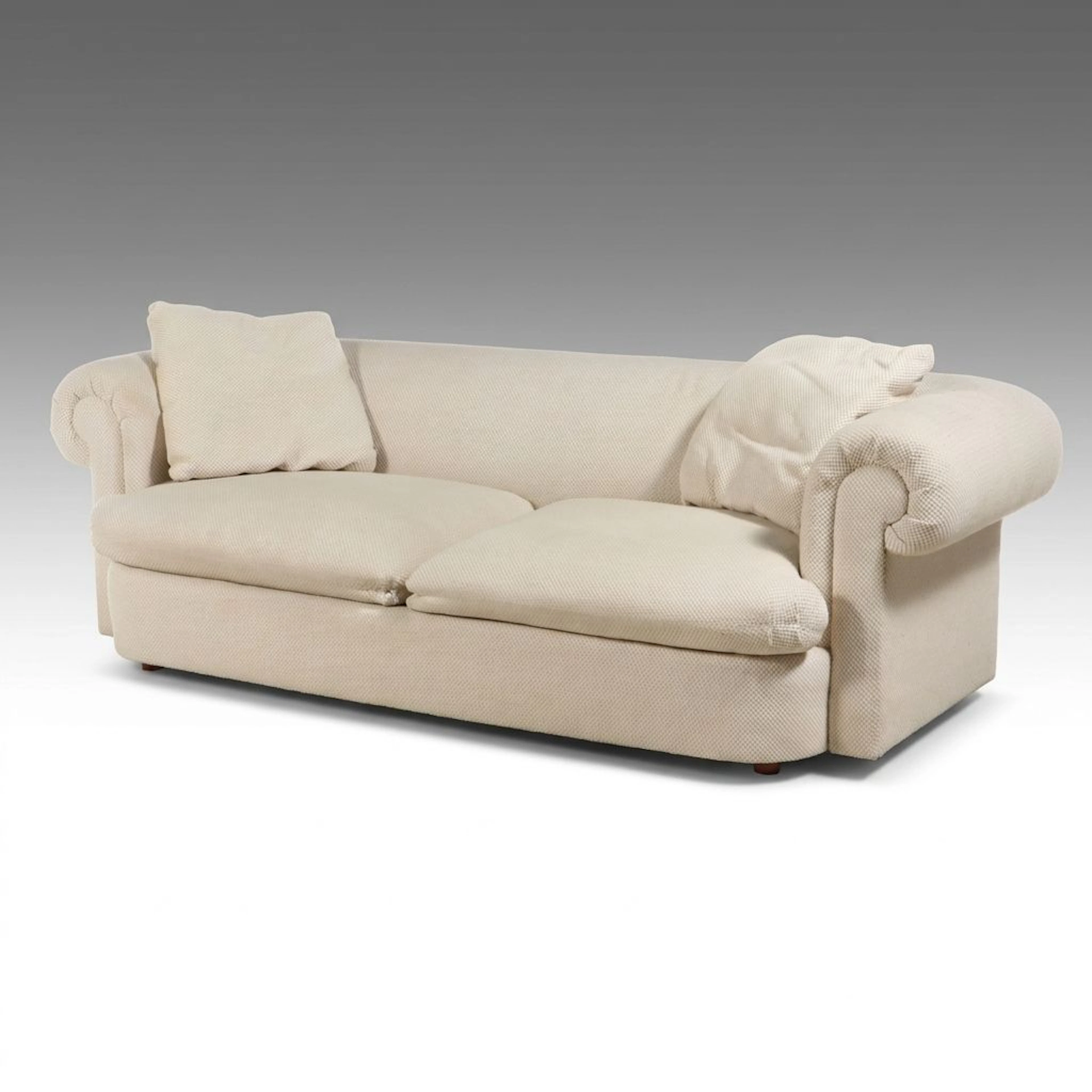 Henredon Cream Fabric Upholstered Roll-Arm Sofa, Late 20th Century