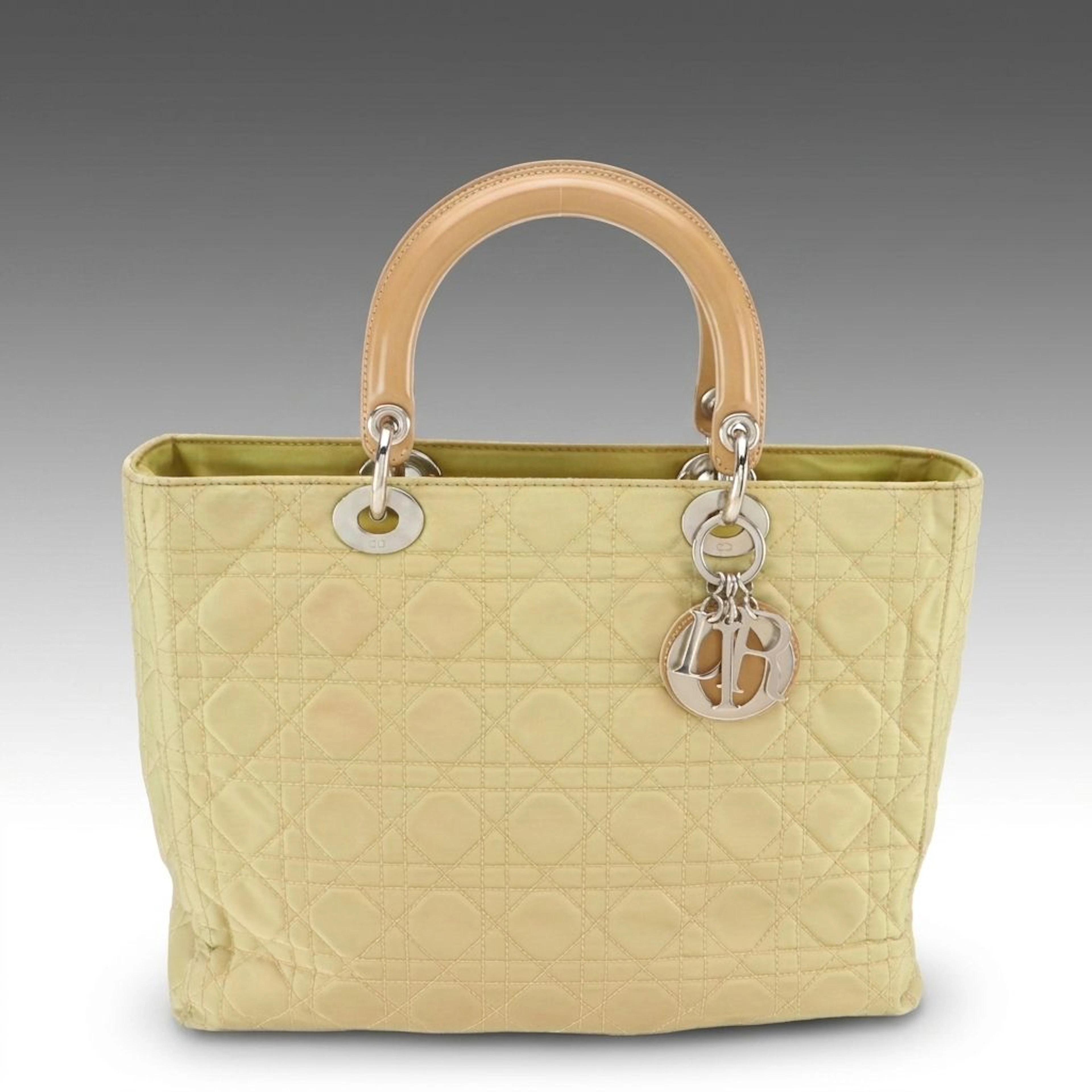 Christian Dior Cannage Nylon and Leather Lady Dior Tote Bag