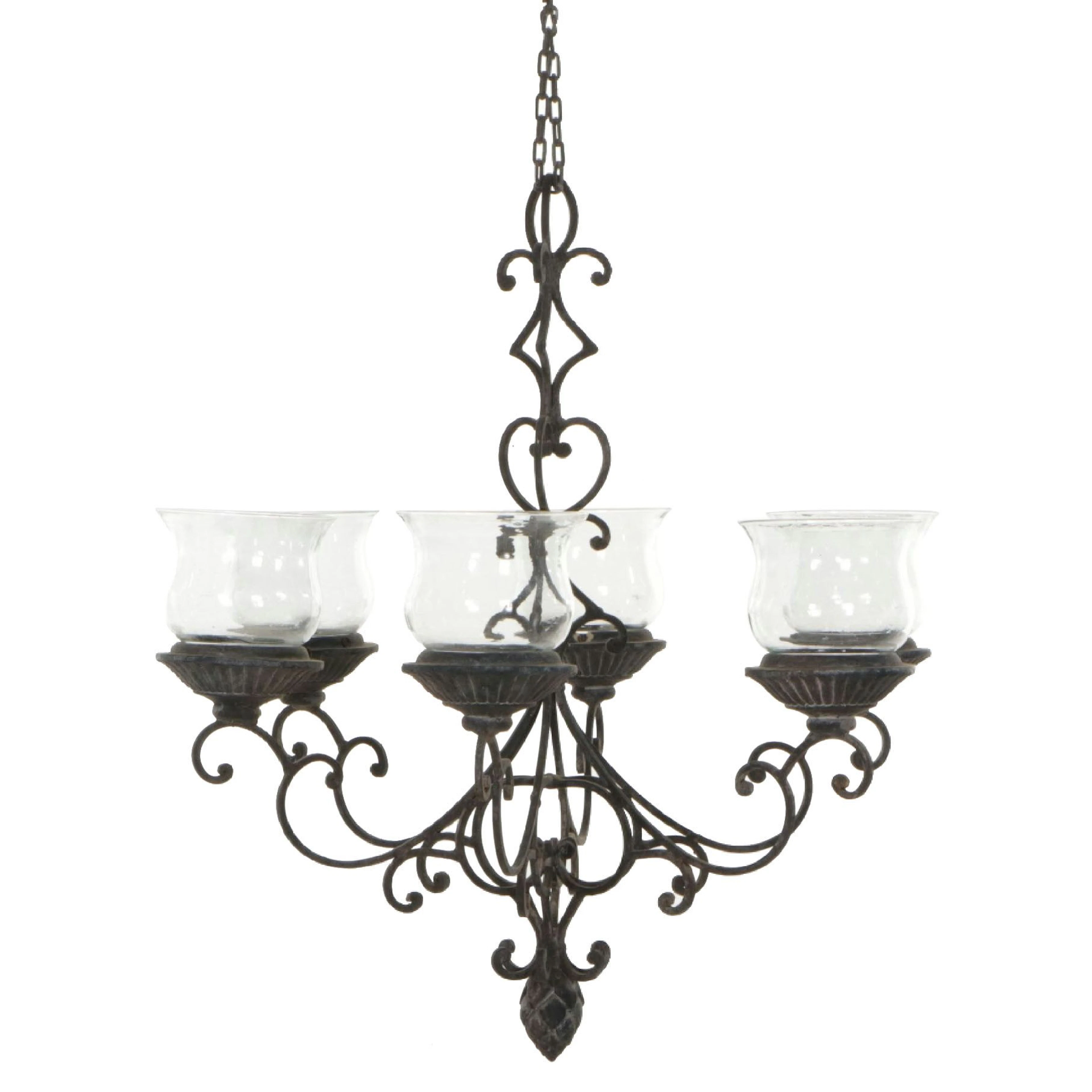 Wrought Iron Style Six-Arm Chandelier
