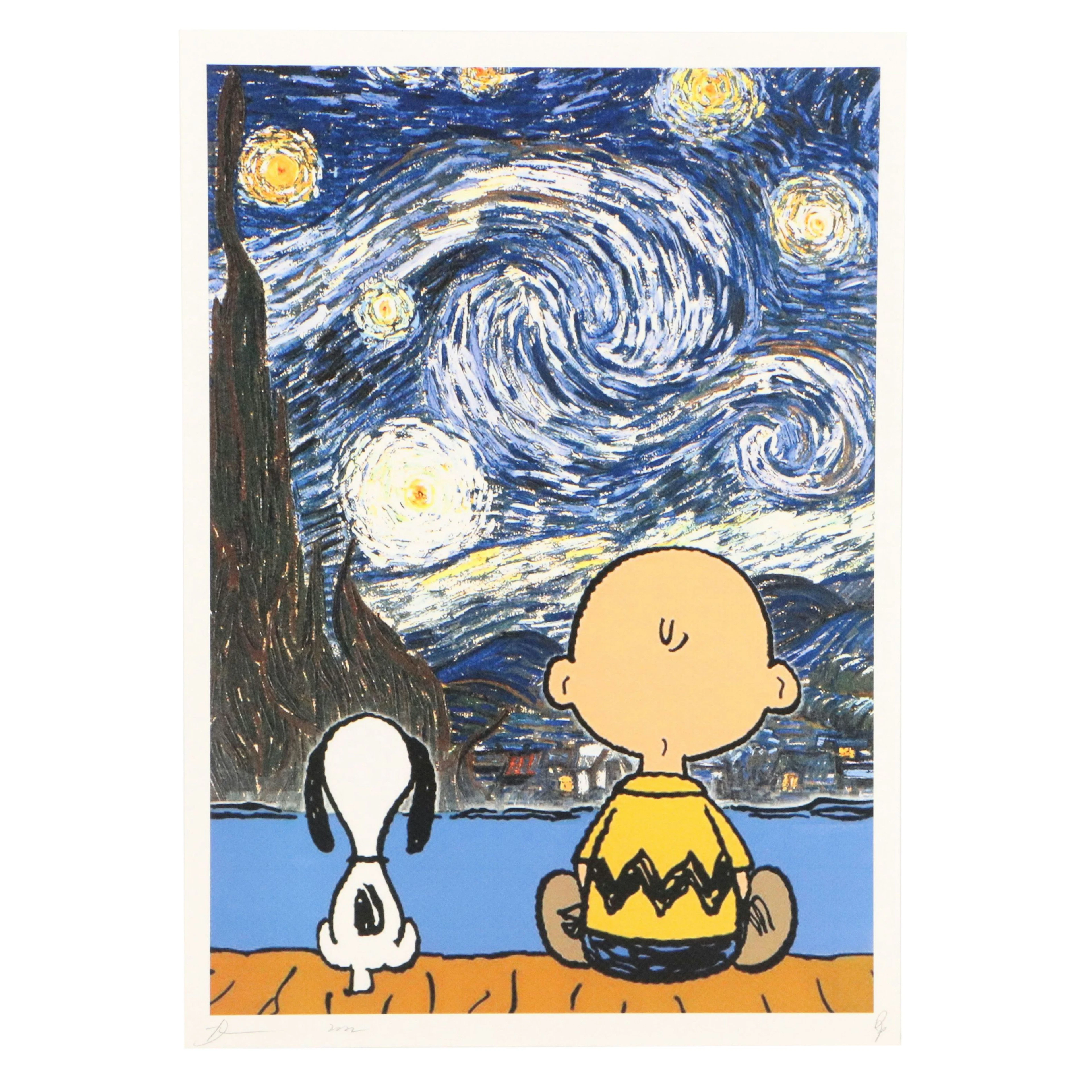 Death NYC Pop Art Offset Lithograph Homage to Van Gogh x Peanuts, 2022