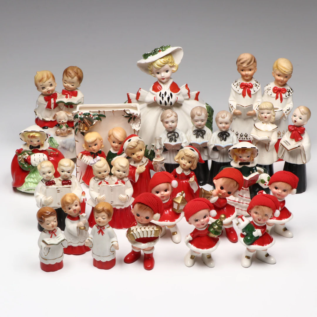 Napco, Ucagco with Other Vintage Christmas Carolers and Figurines, Mid-20th C.