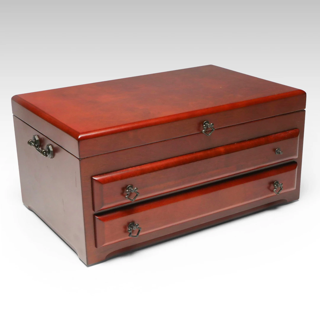 Reed & Barton Wooden Jewelry Box with Mahogany Finish, 21st C.