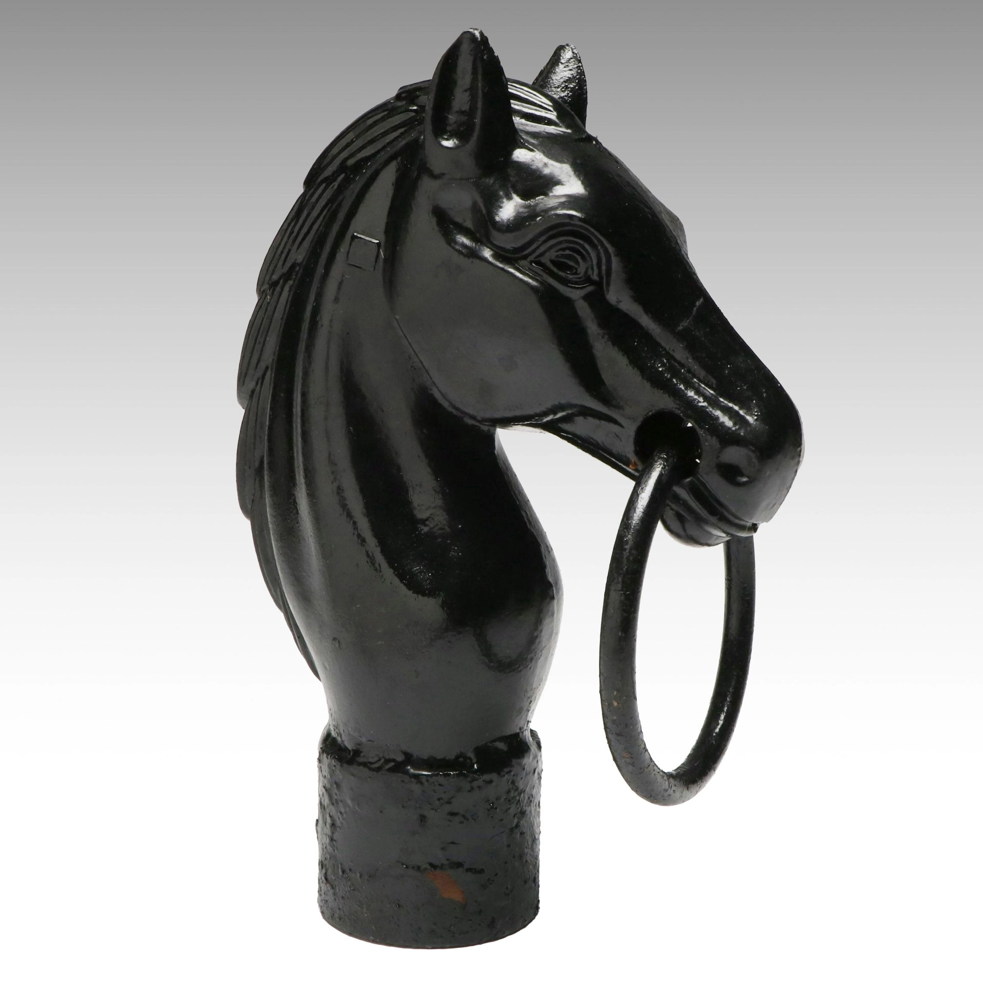 Painted Cast Iron Horse Head Hitching Post Finial